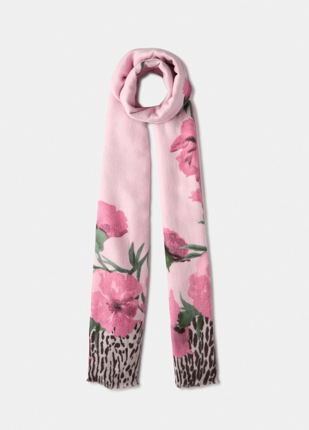 Liu Jo foulard floreale con bordi animalier Rosa TU | Giò Fashion