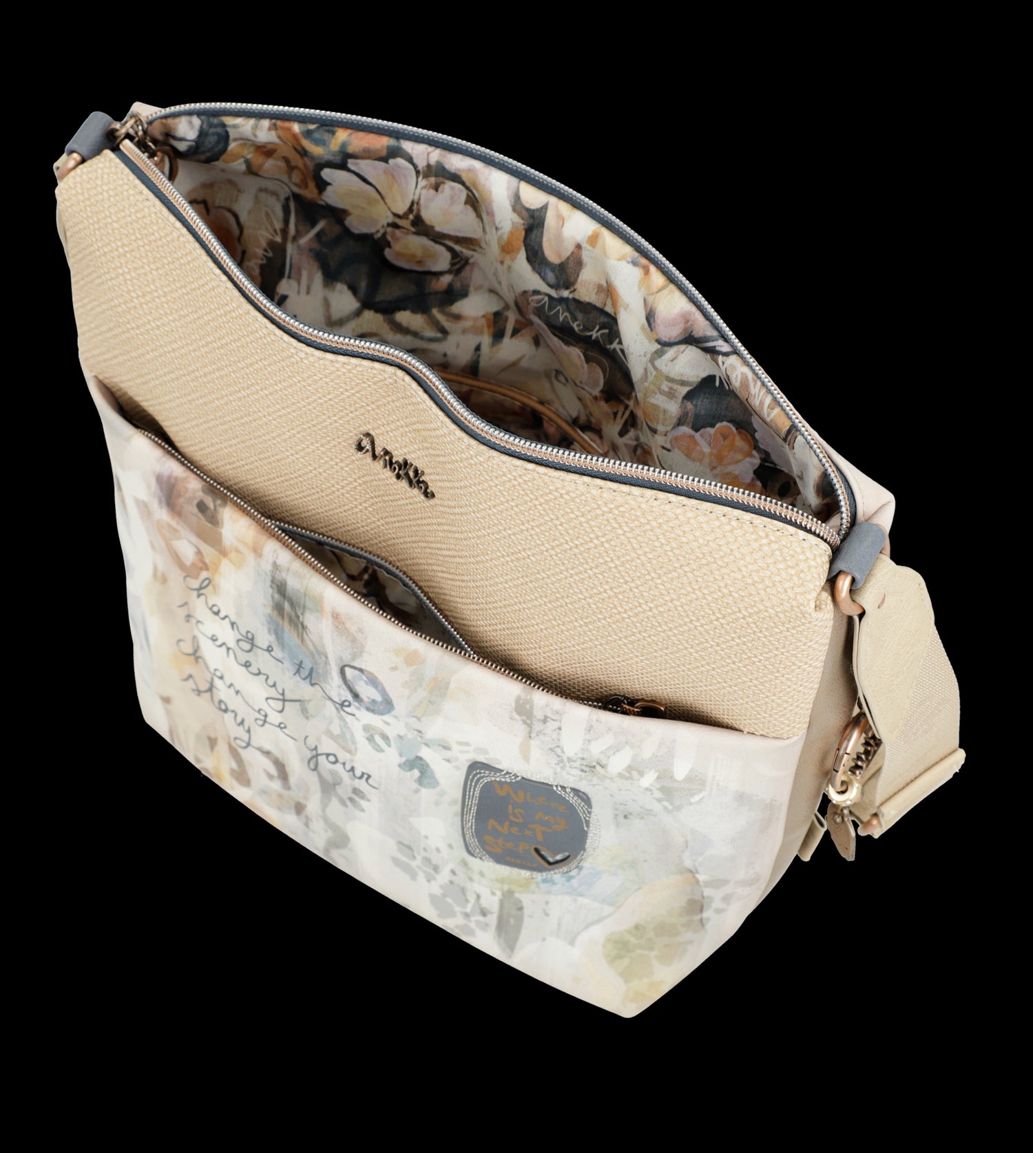 Borsa a tracolla Anekke elegante e capiente con dettagli ricamati
