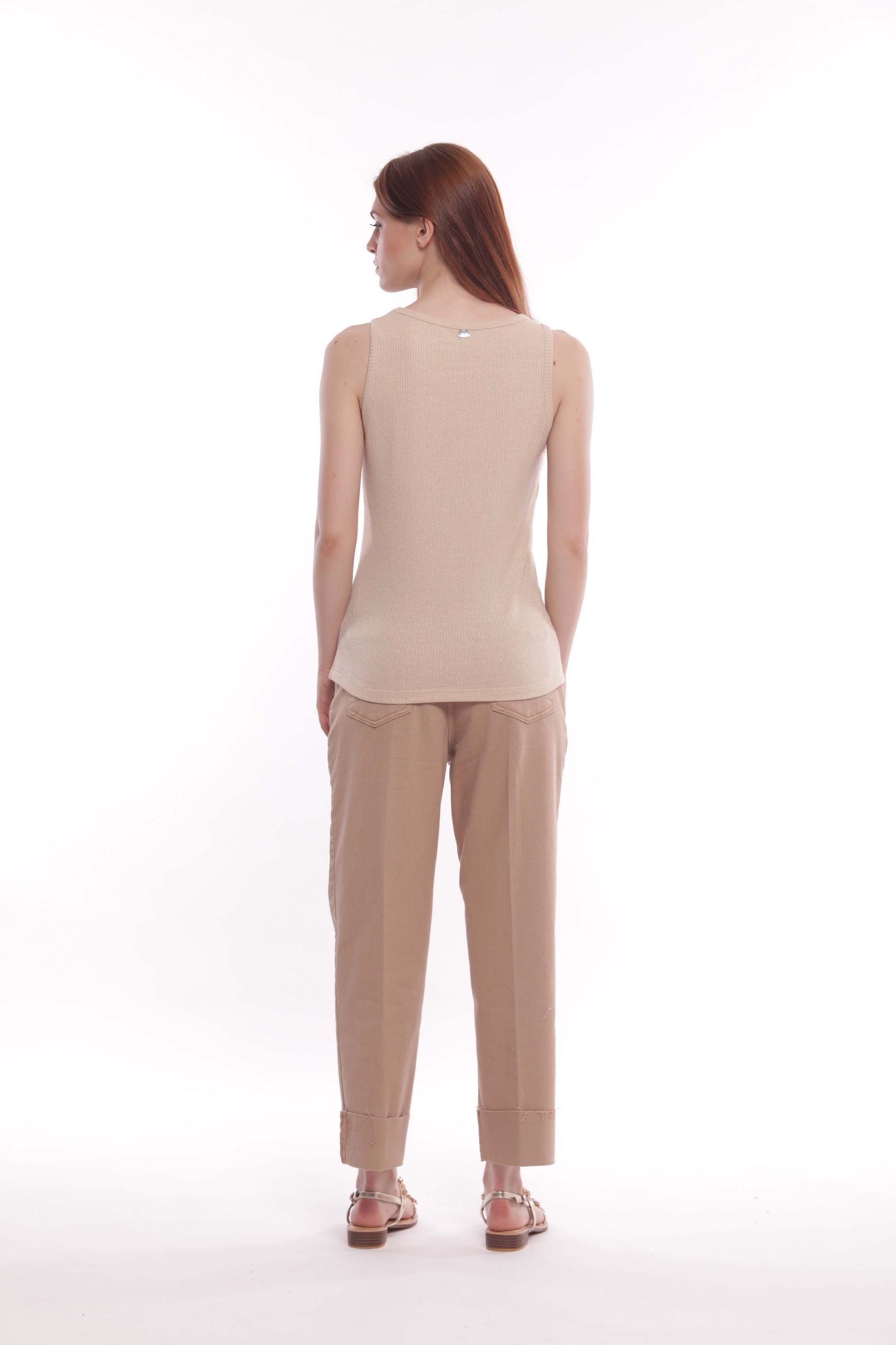 Mimi Mua pantalone cropped con risvolto in bull