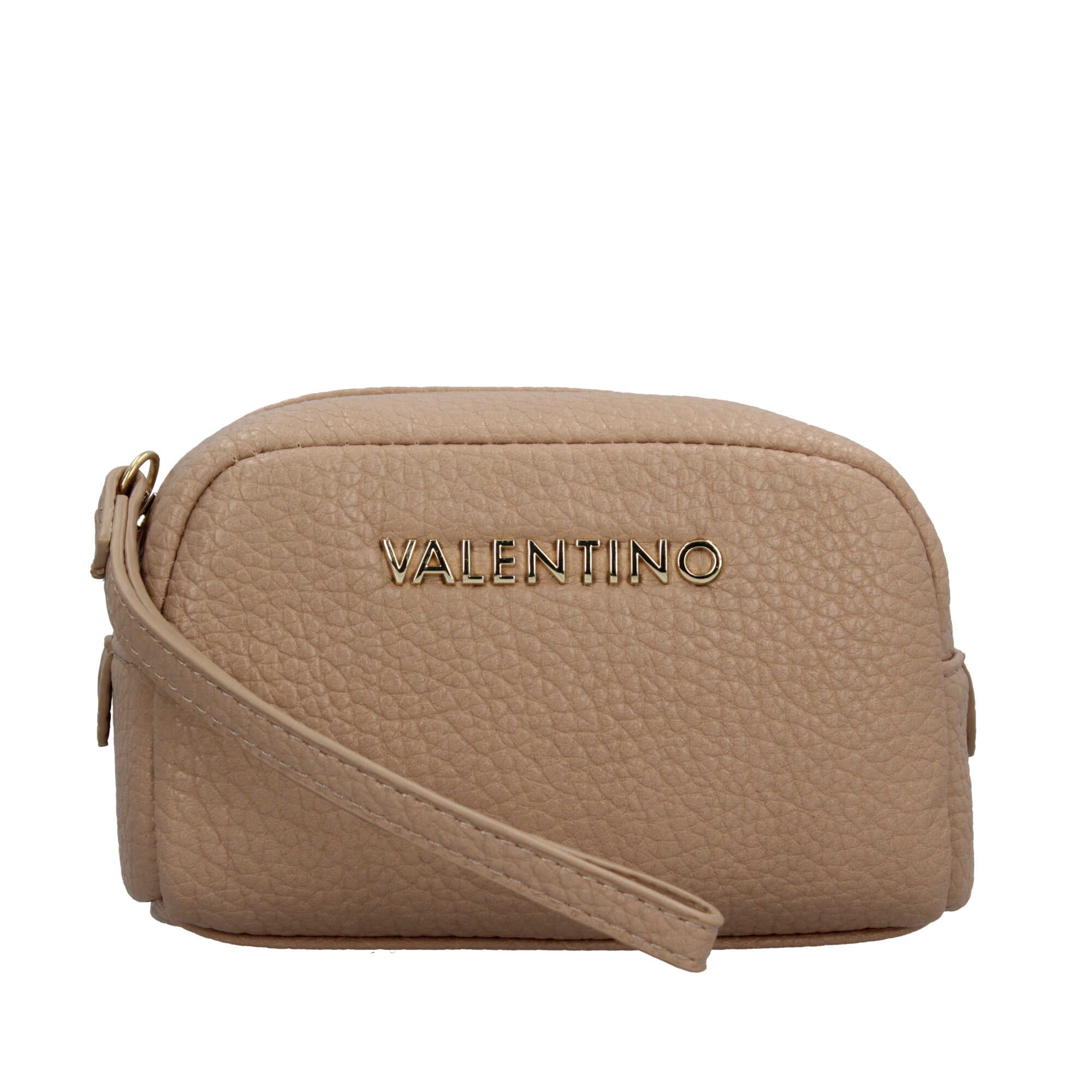 Valentino beauty case compatto con logo e zip