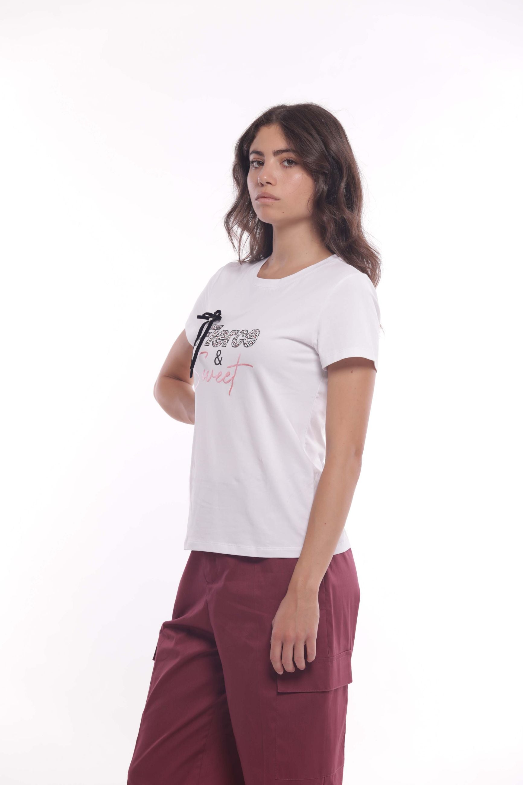 Minimua T-shirt Fierce & Sweet con Fiocco e Strass