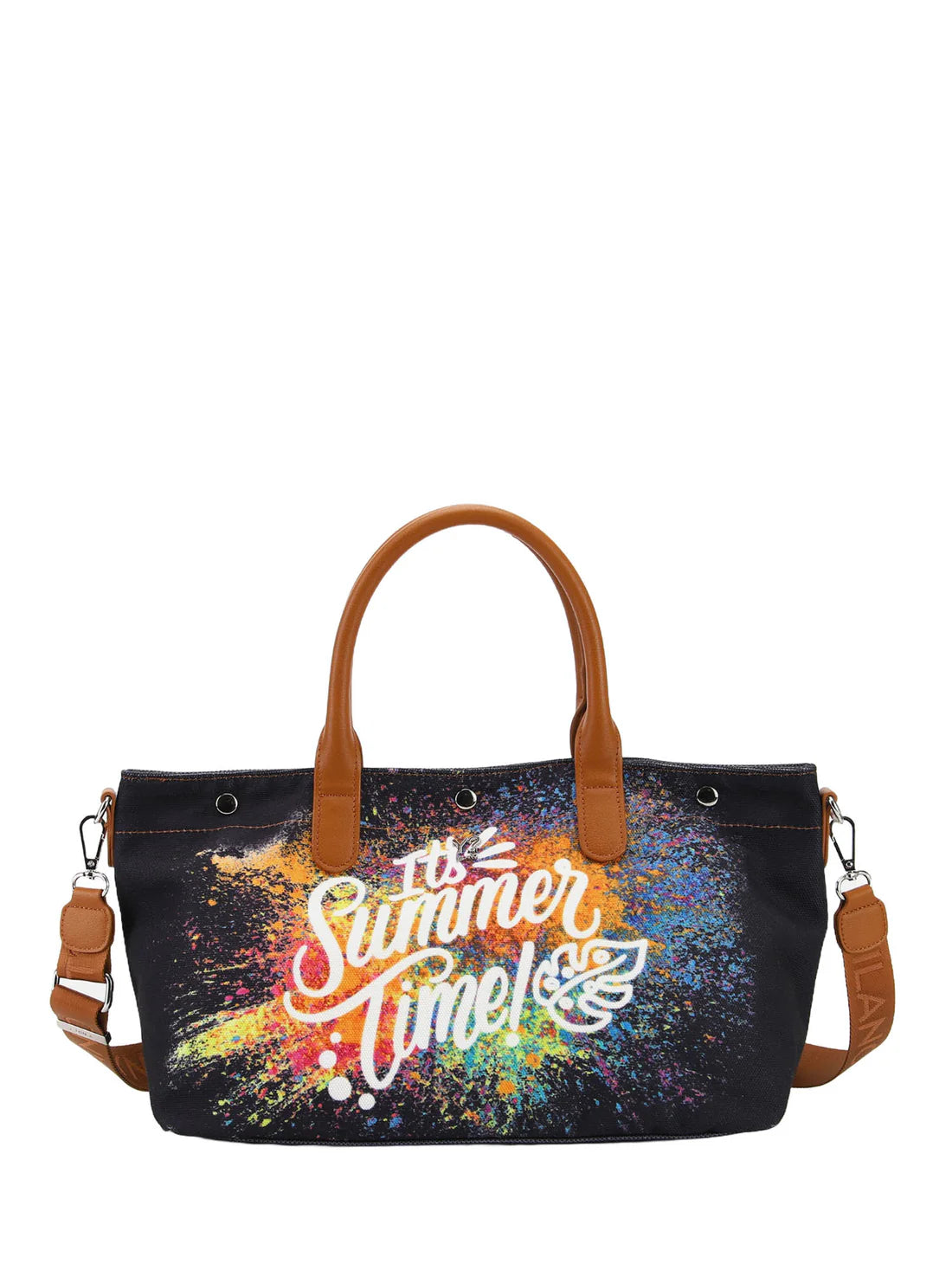 Borsa mare Ynot in tessuto con stampa estiva e tracolla rimovibile