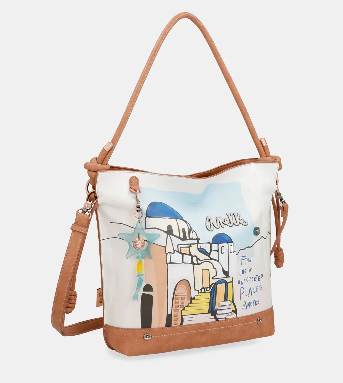 Borsa a tracolla Anekke Sunrise con stampa Mediterraneo Bianco TU | Giò Fashion