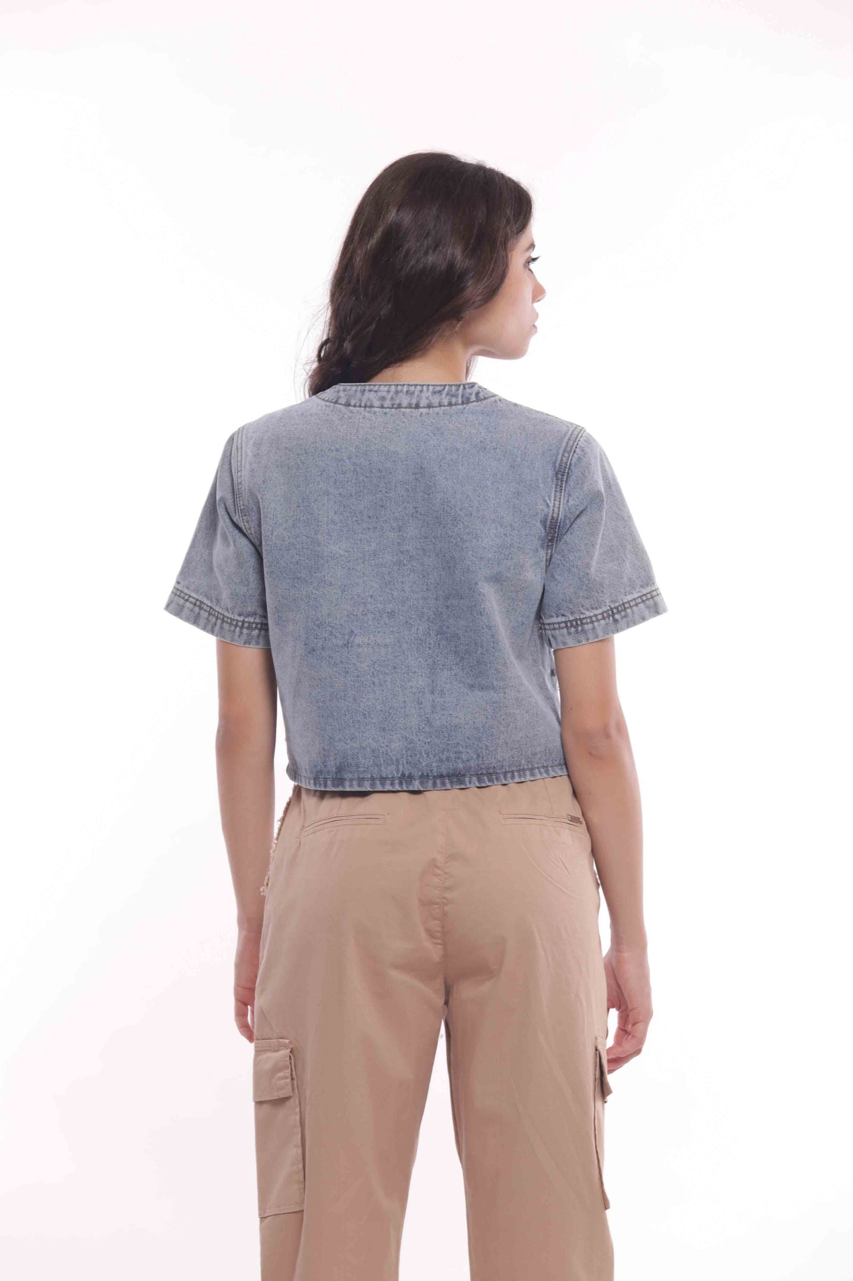 Mimi Mua Giubbotto di Jeans con Rivetti Gioiello