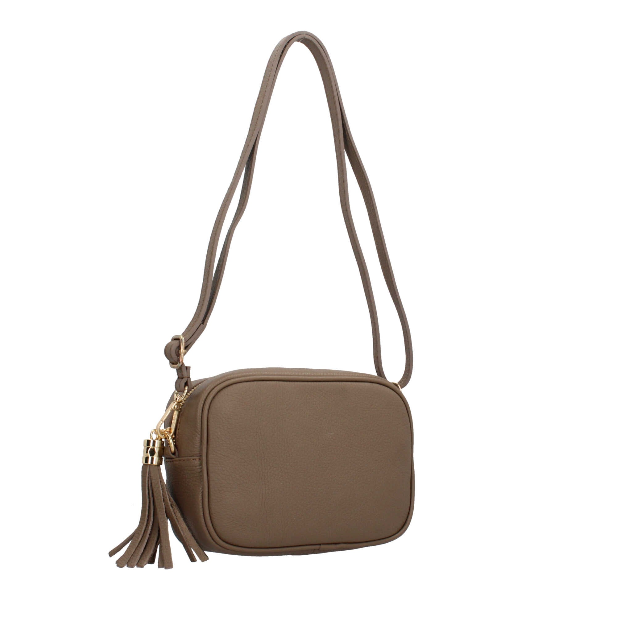 BORSA A TRACOLLA IN VERA PELLE TAUPE TU | Giò Fashion