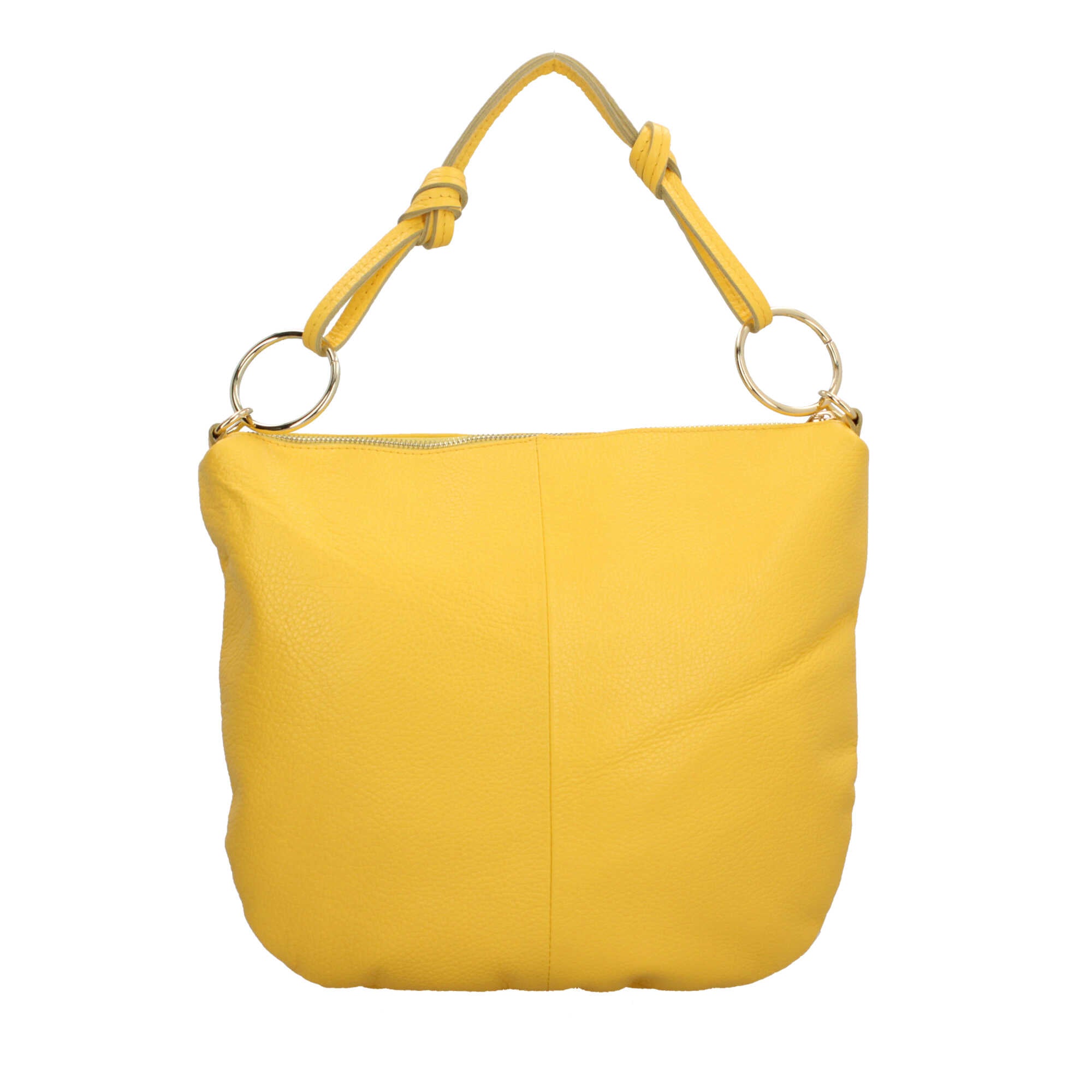 Borsa a spalla in pelle Made in Italy con manico ad anelli