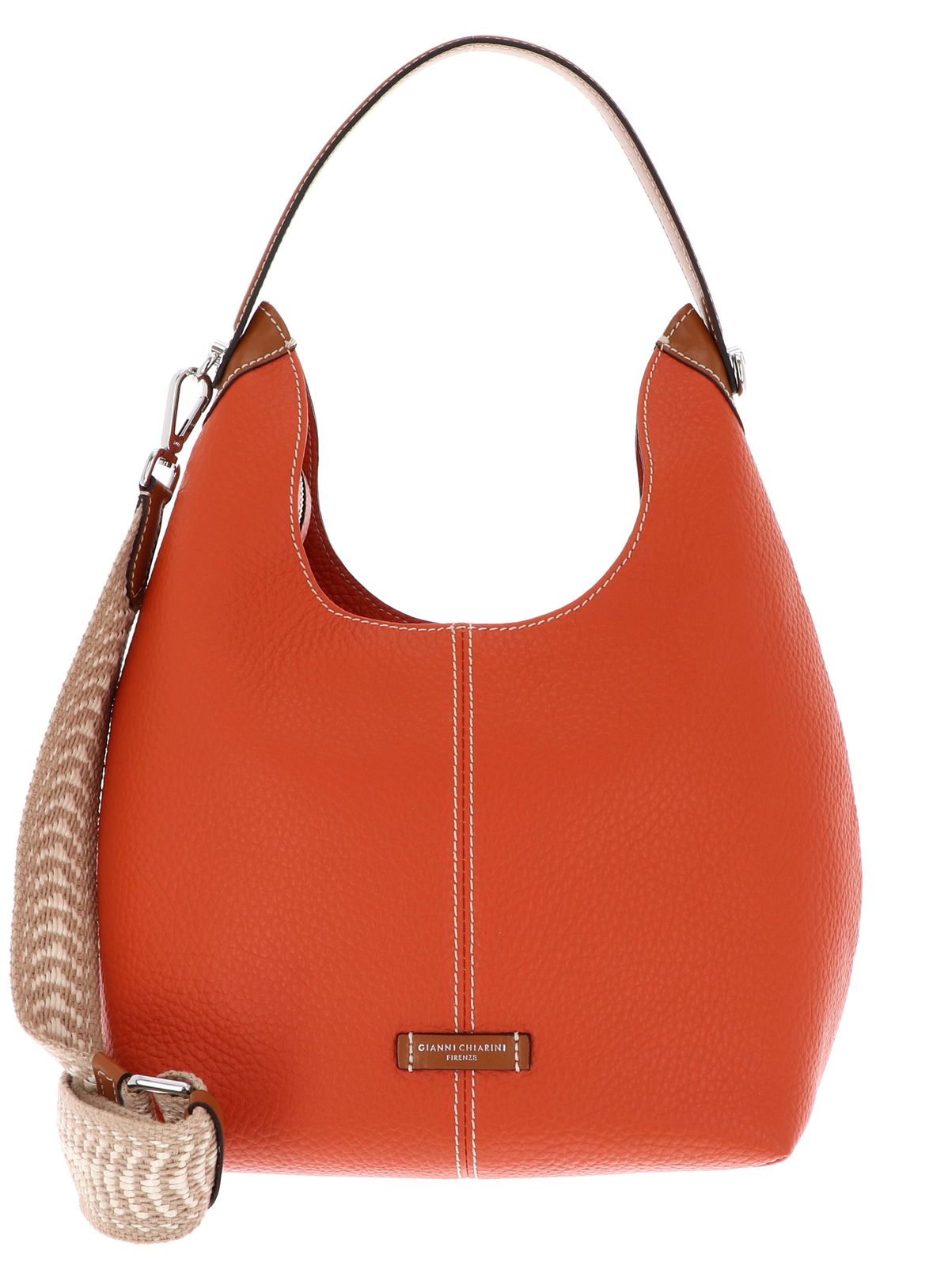 Gianni Chiarini Alessandra borsa maxi in pelle martellata con tracolla in nastro Arancione TU | Giò Fashion