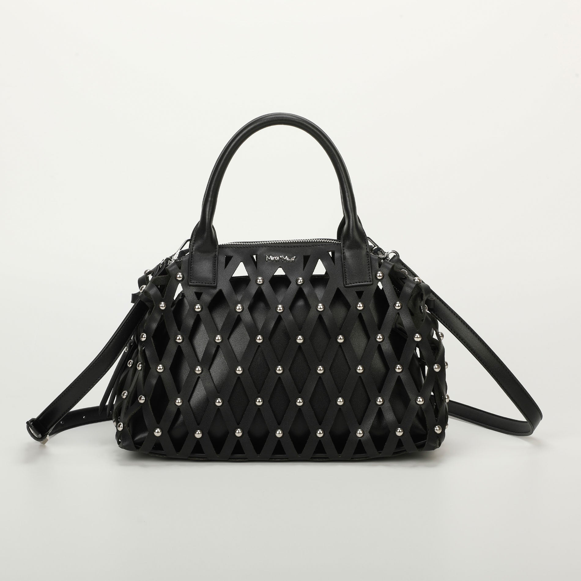 Mimi Mua borsa bauletto effetto rete con borchie
