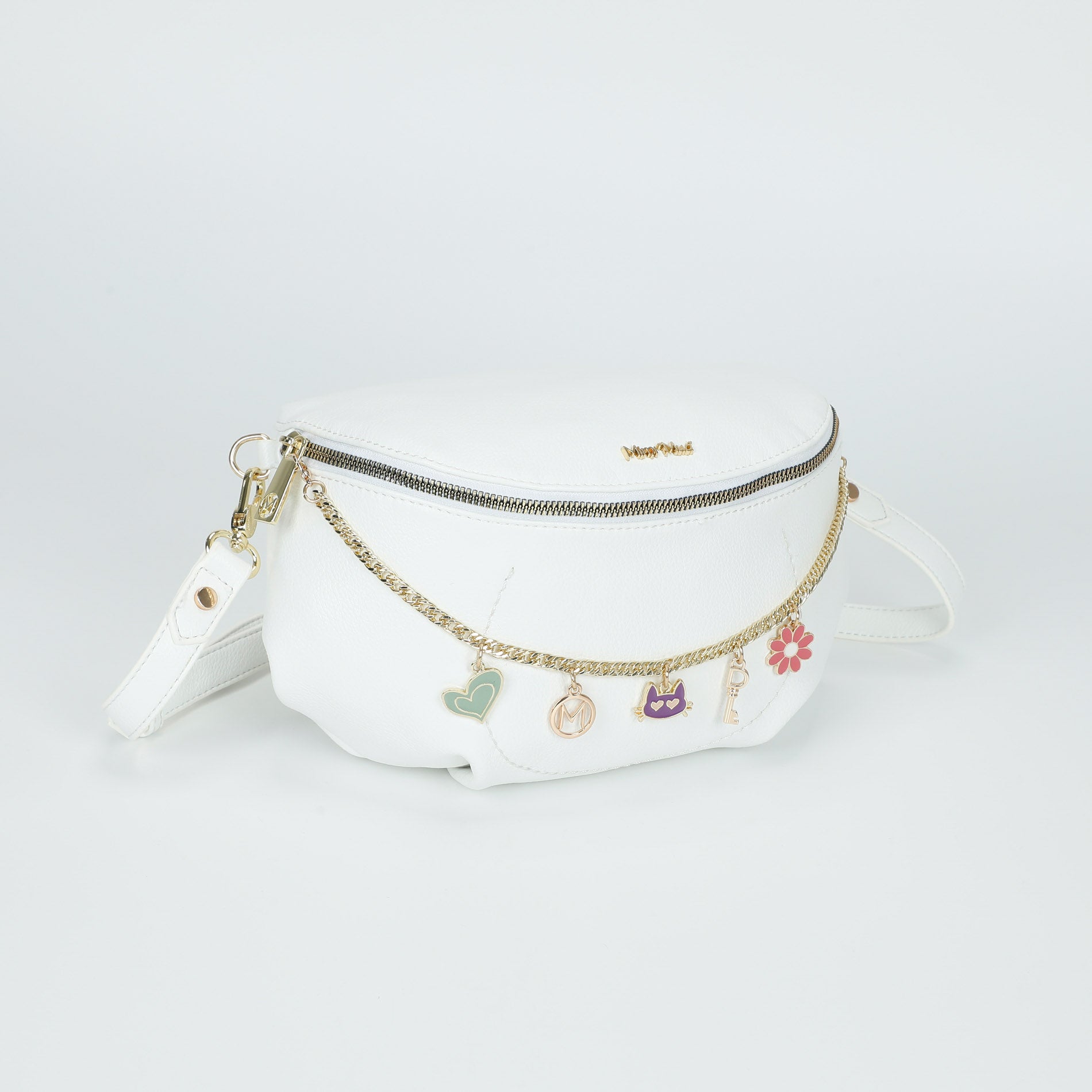 Mimi Mua marsupio con catena decorativa e chiusura zip Bianco TU | Giò Fashion