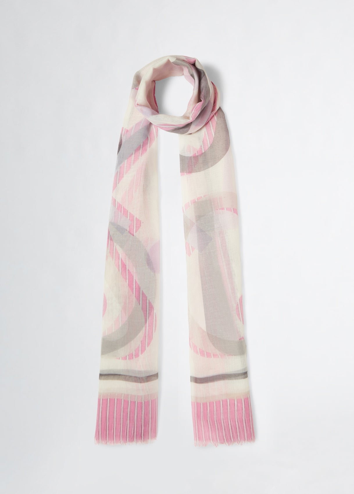 Foulard Donna Liu Jo con Grafica Artistica e Frange Decorative Rosa TU | Giò Fashion