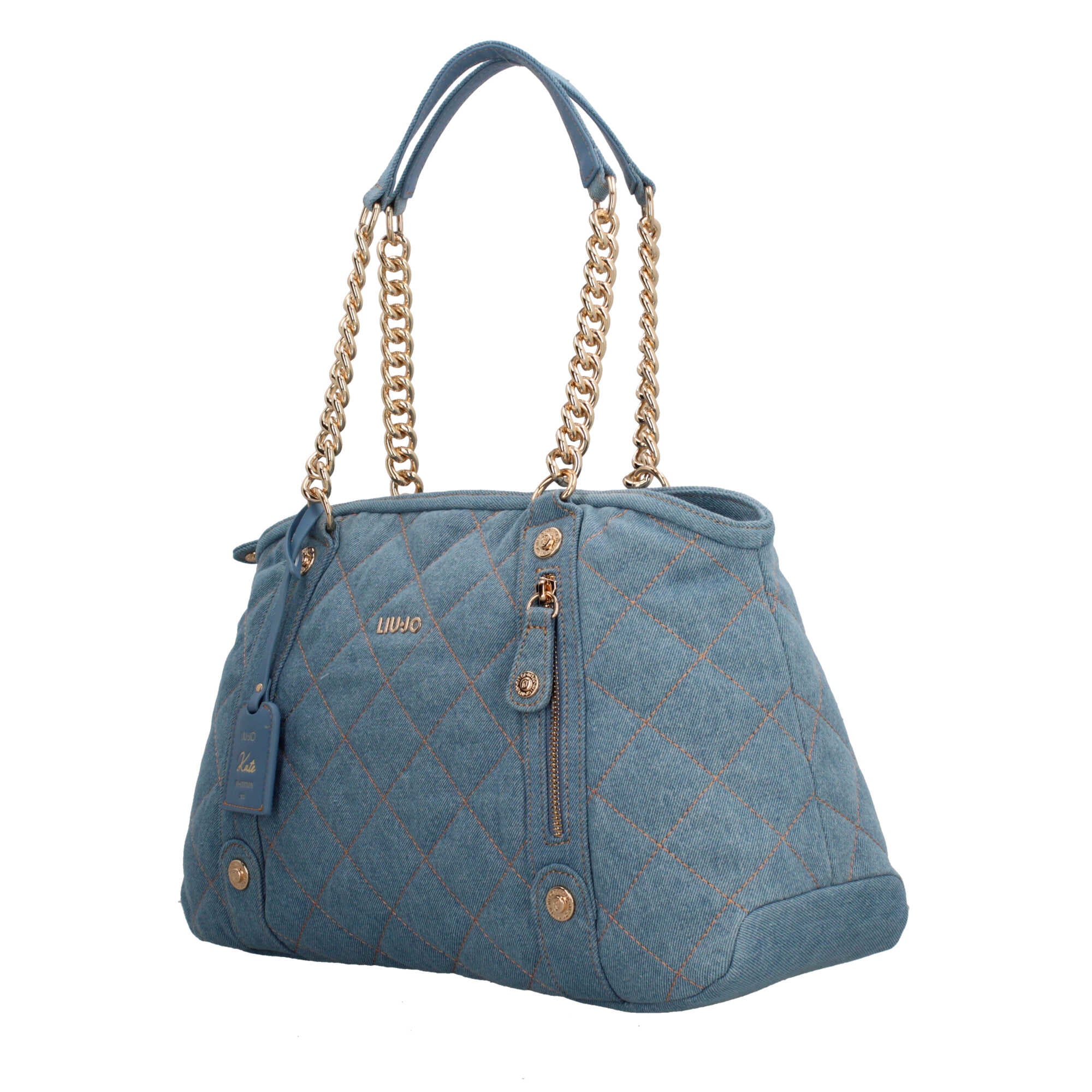 Borsa Shopper Donna Liu Jo con Trapuntatura e Dettagli a Catena Blu TU | Giò Fashion