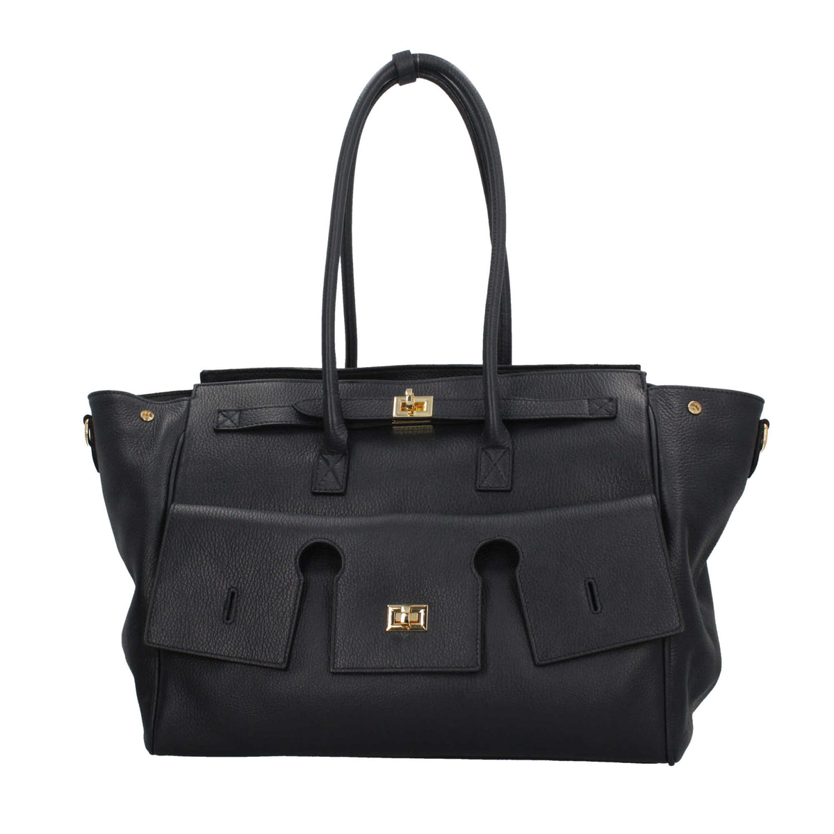 Borsa Made in Italy in vera pelle a spalla con design strutturato Blu TU | Giò Fashion