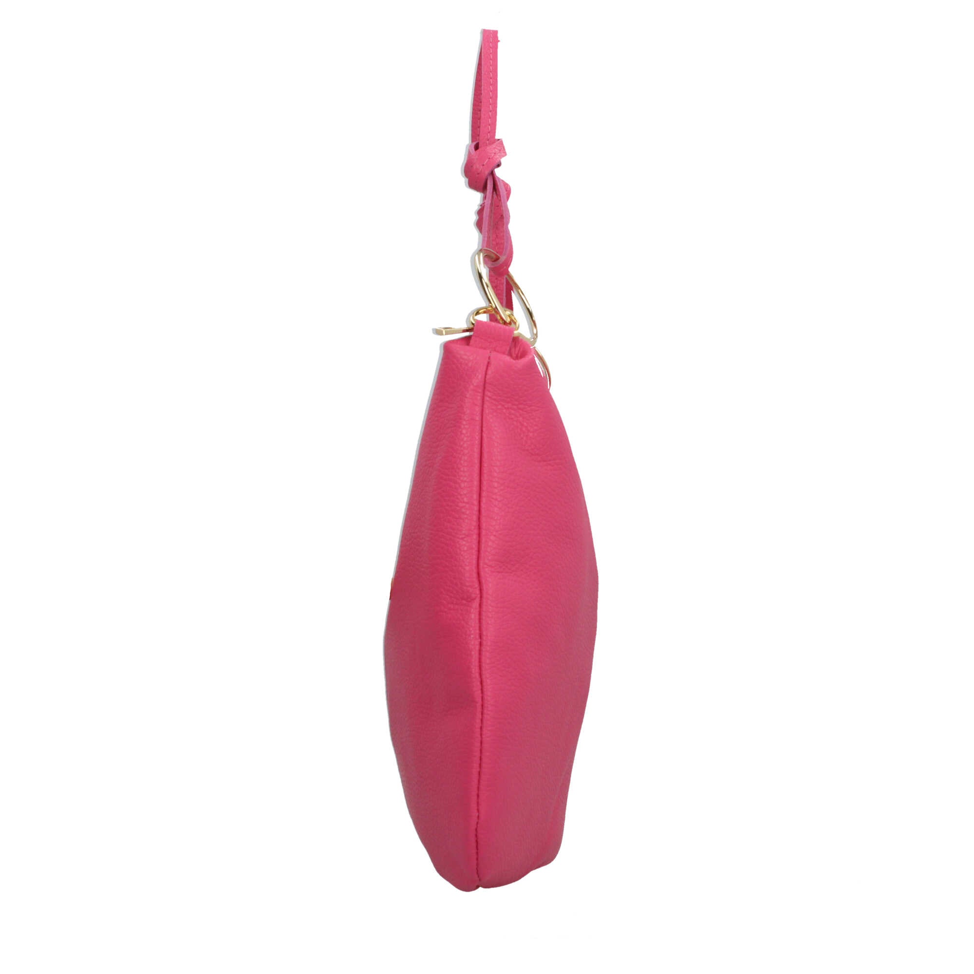 Borsa a spalla in pelle Made in Italy con manico ad anelli