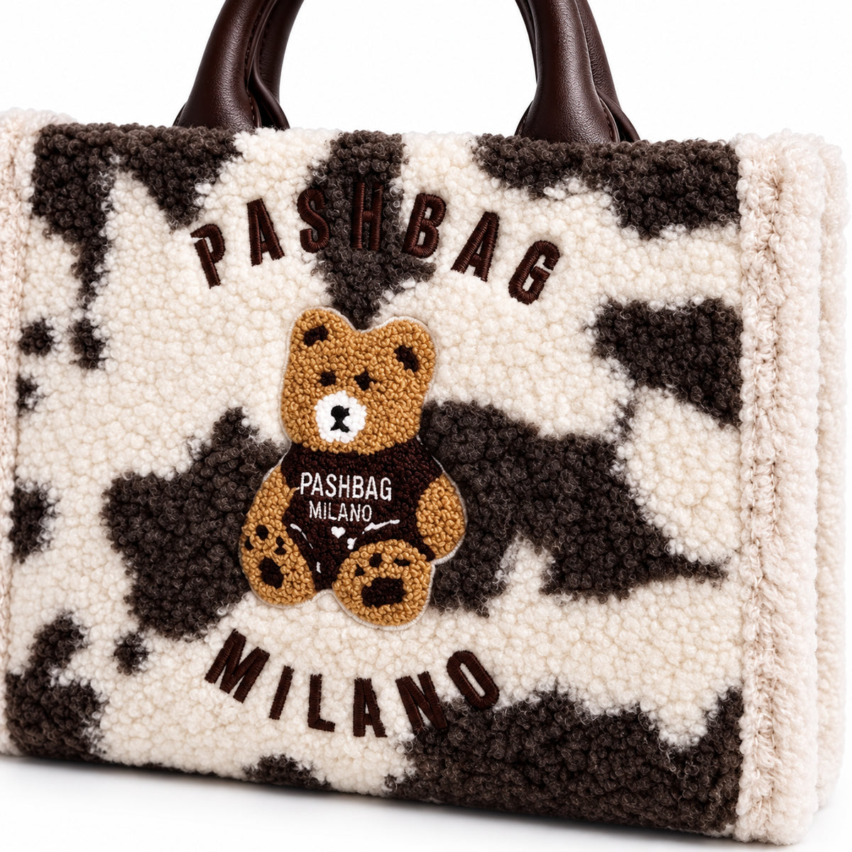 PashBag Borsa a Mano Morbida con Orsetto Ricamato