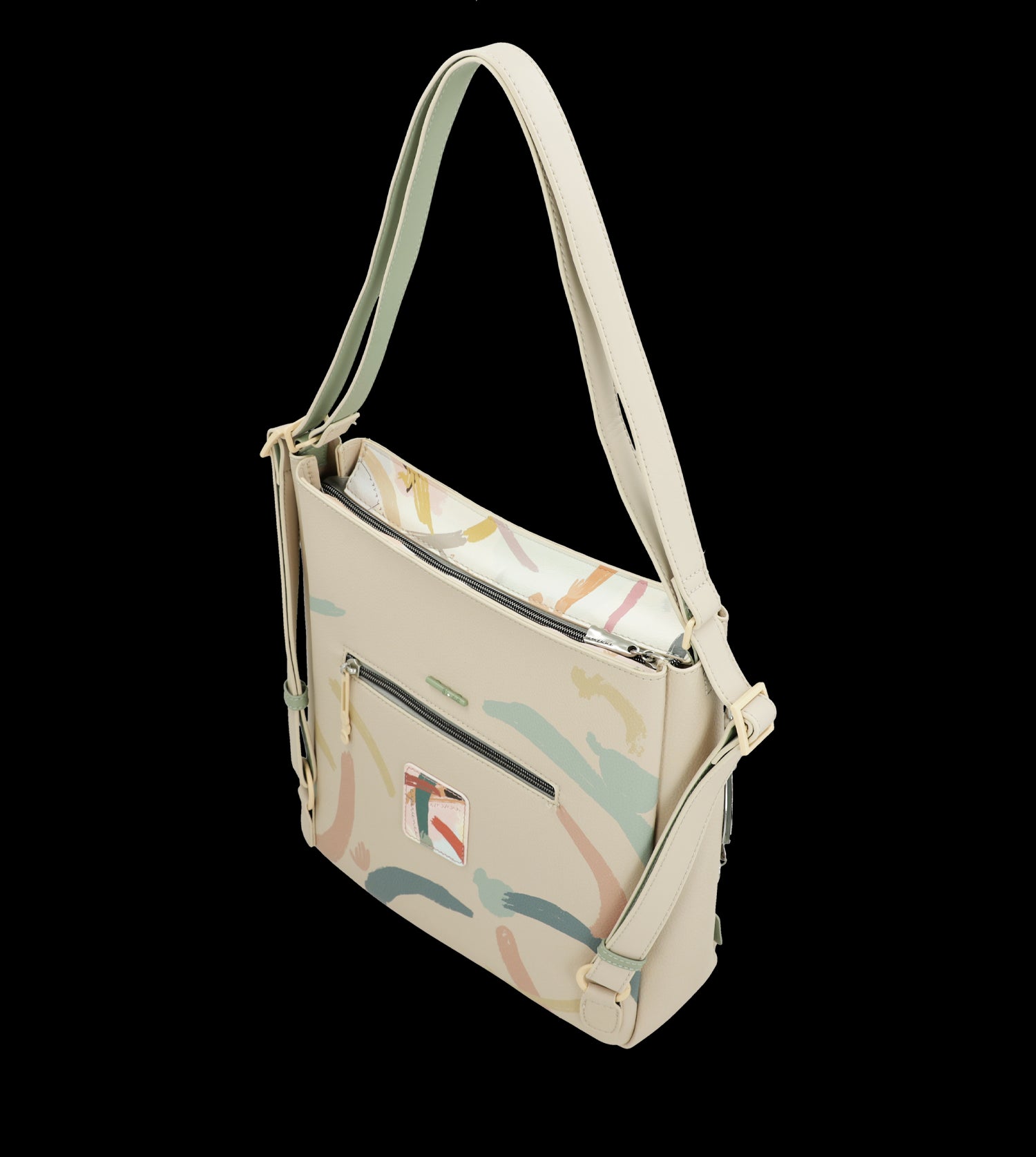 Borsa a spalla Anekke con incisioni artistiche e charm decorativo