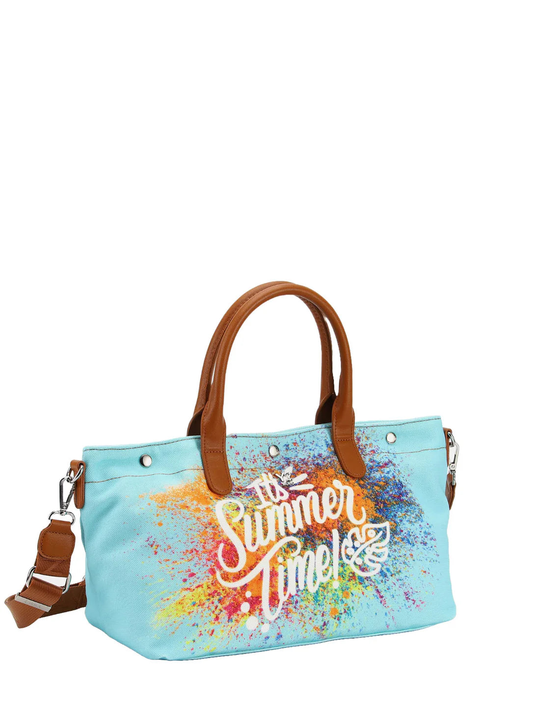 Borsa mare Ynot in tessuto con stampa estiva e tracolla rimovibile