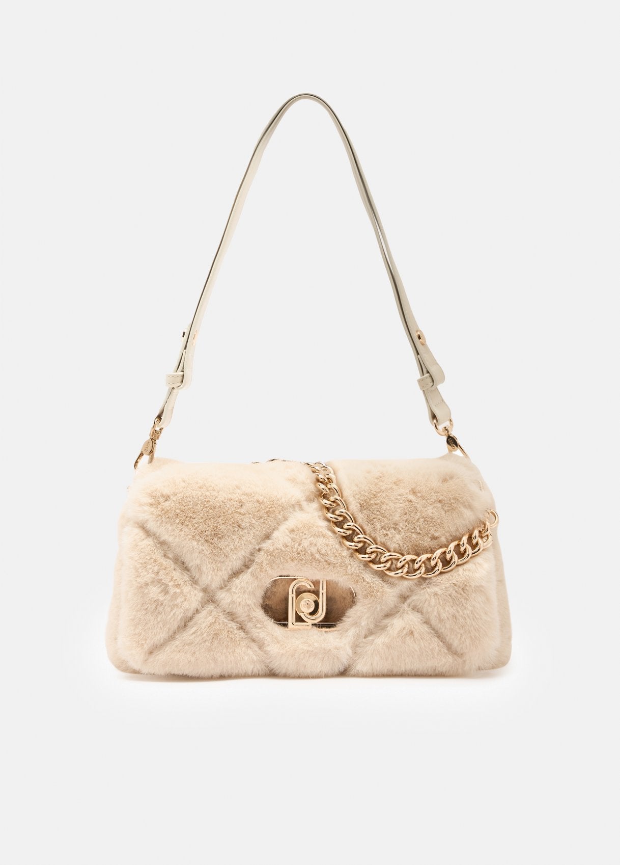 Borsa Liu Jo Puffy effetto pelliccia trapuntata con catena dorata Beige TU | Giò Fashion