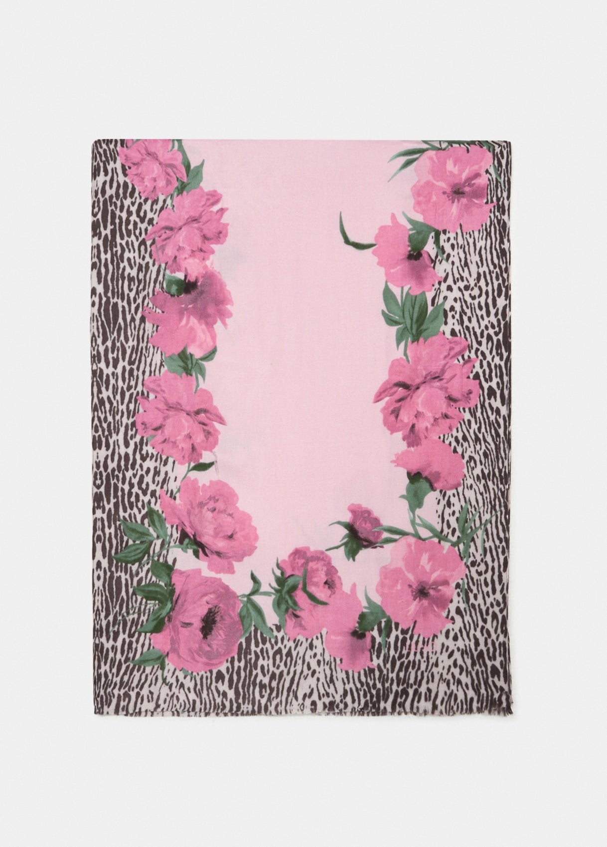 Liu Jo foulard floreale con bordi animalier Rosa TU | Giò Fashion