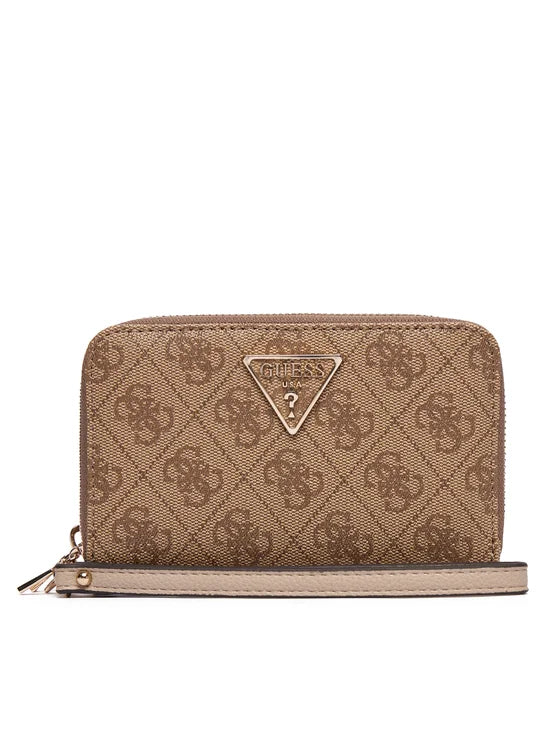 Portafoglio Guess con logo triangolo e chiusura zip BEIGE LOGO TU | Giò Fashion