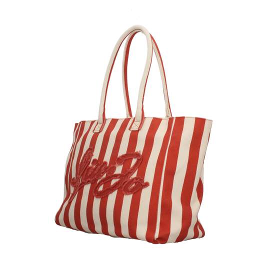Borsa shopper Liu Jo a righe in tessuto con logo ricamato Marrone TU | Giò Fashion