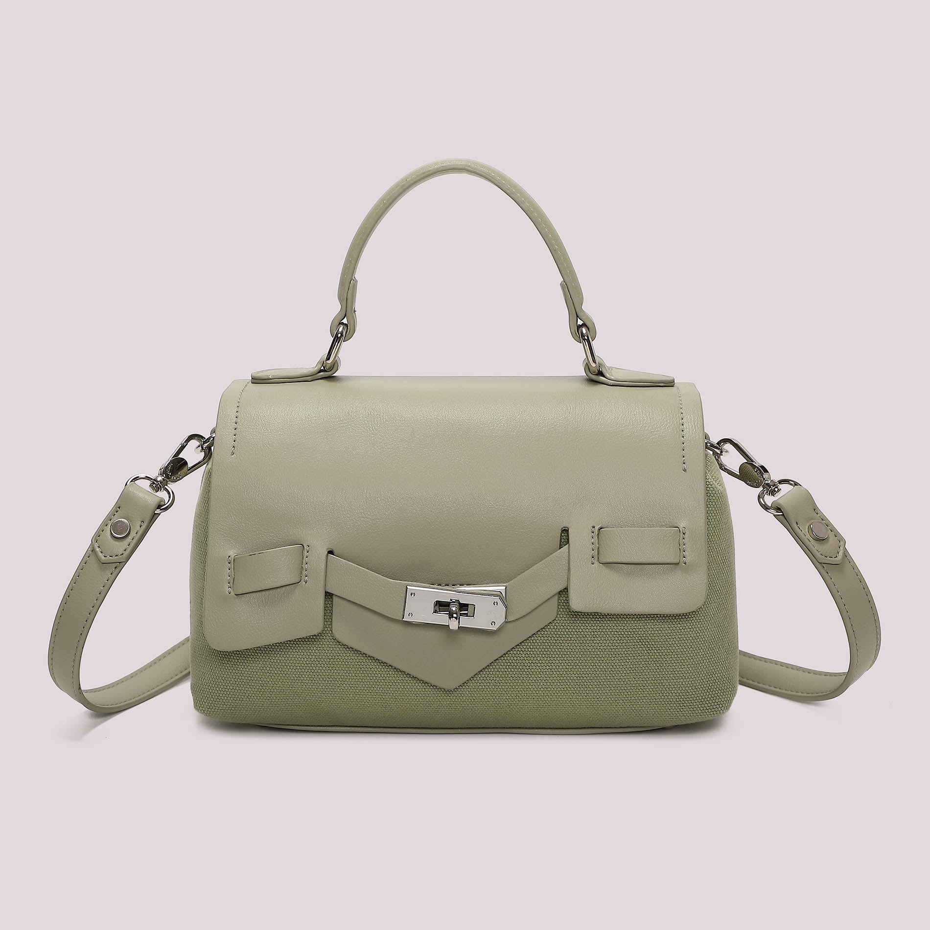 Mimi Mua borsa donna raffinata con patta e dettaglio metallico VERDE TU | Giò Fashion