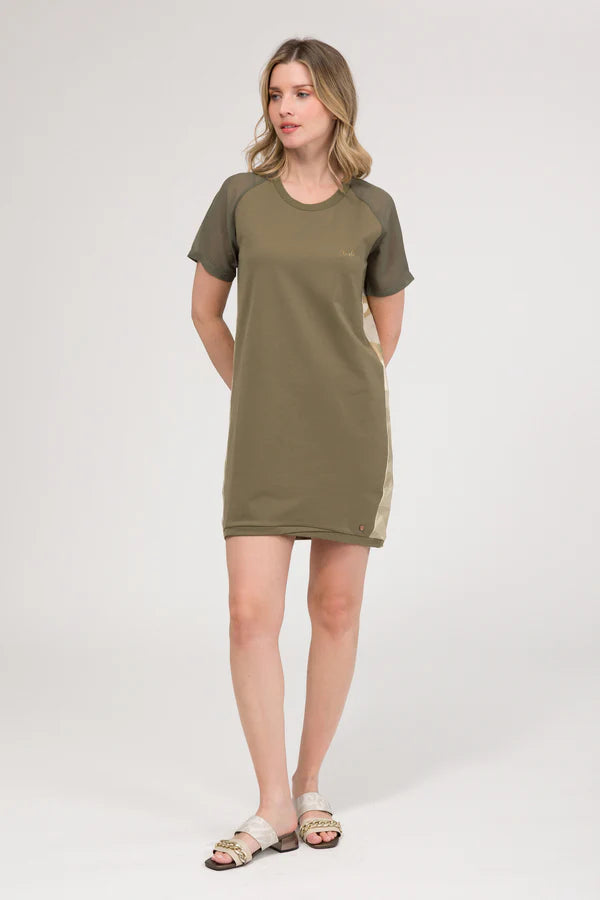 Anekke vestito corto donna stile t shirt con maniche raglan casual Verde S/M | Giò Fashion