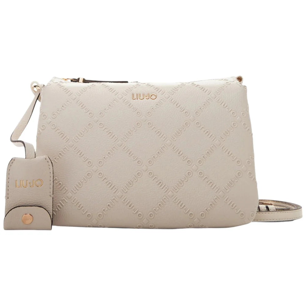 Borsa a tracolla Liu Jo con logo in rilievo e portachiavi Beige TU | Giò Fashion