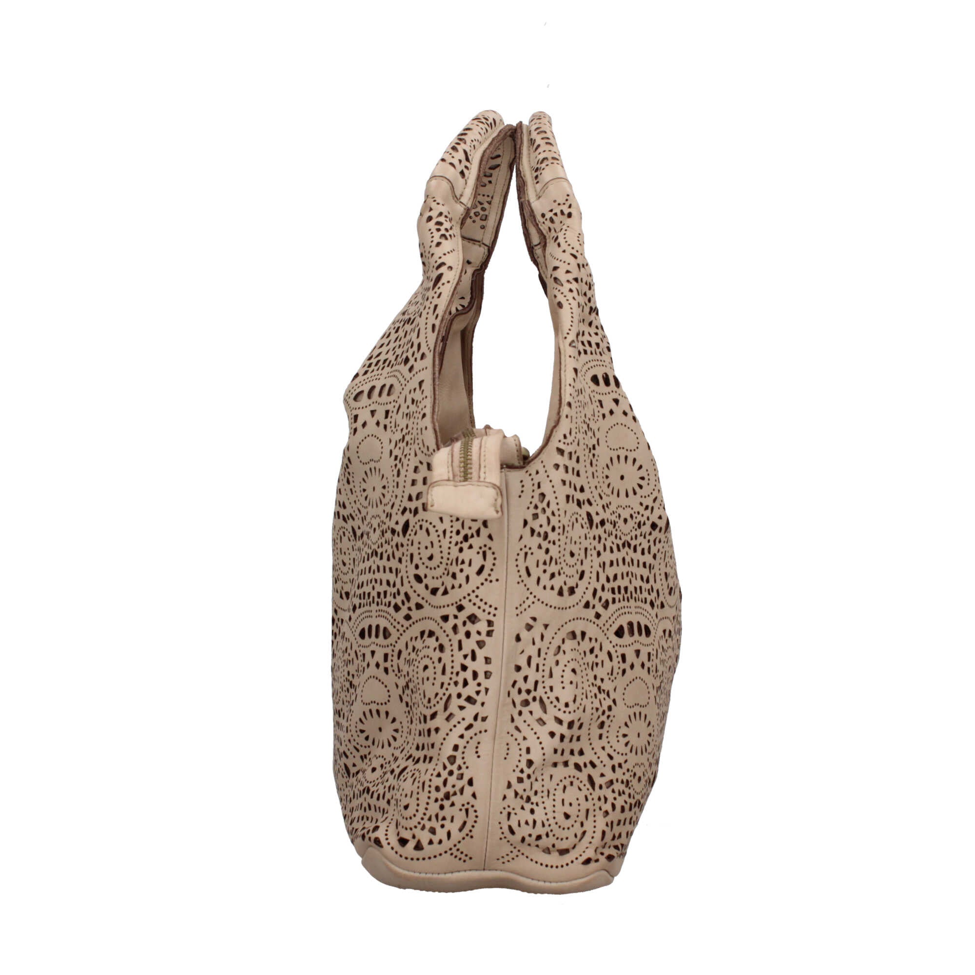 Borsa Made in Italy in vera pelle traforata con manico rigido