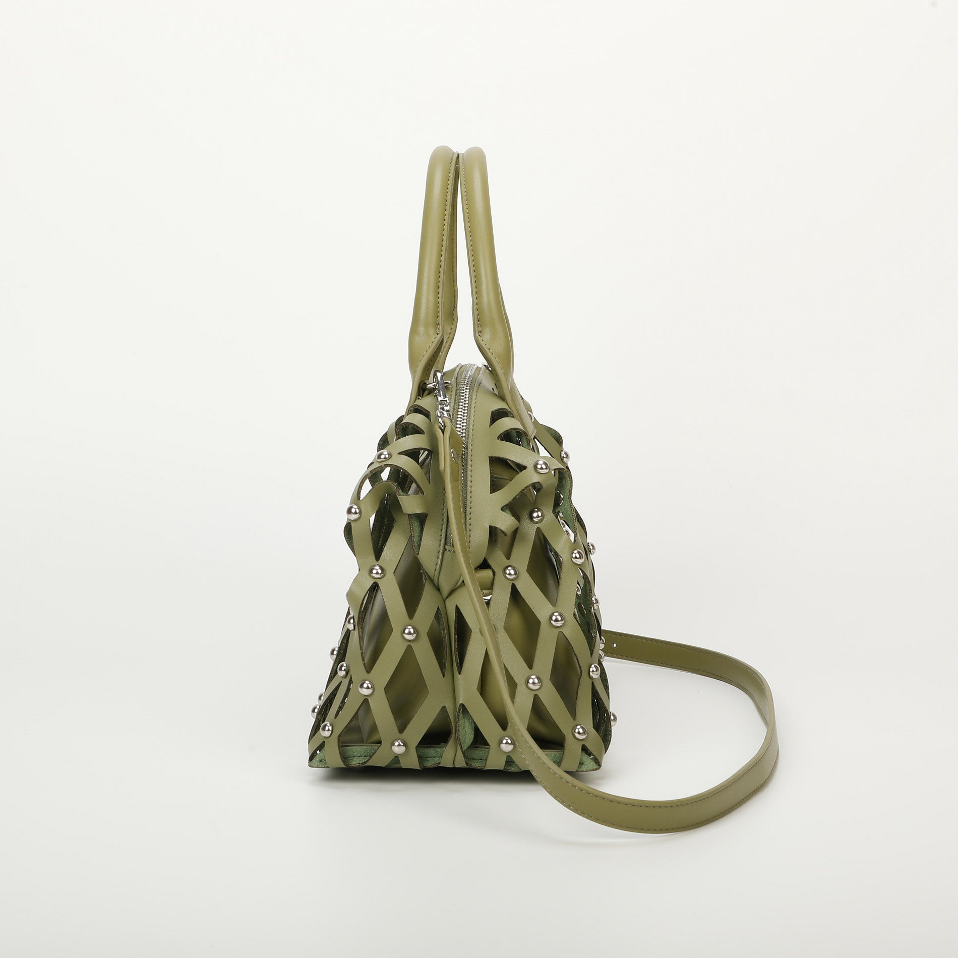 Mimi Mua borsa bauletto effetto rete con borchie