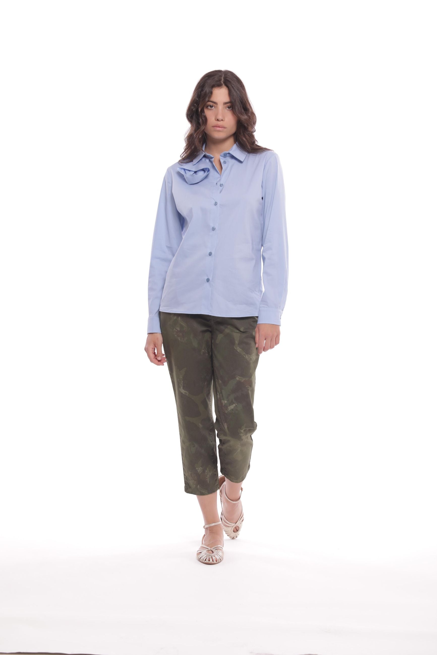 Minimua Pantalone con Fantasia Camouflage in Cotone