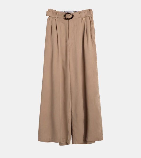 Pantalone palazzo Anekke con cintura e vestibilità ampia Beige S/M | Giò Fashion