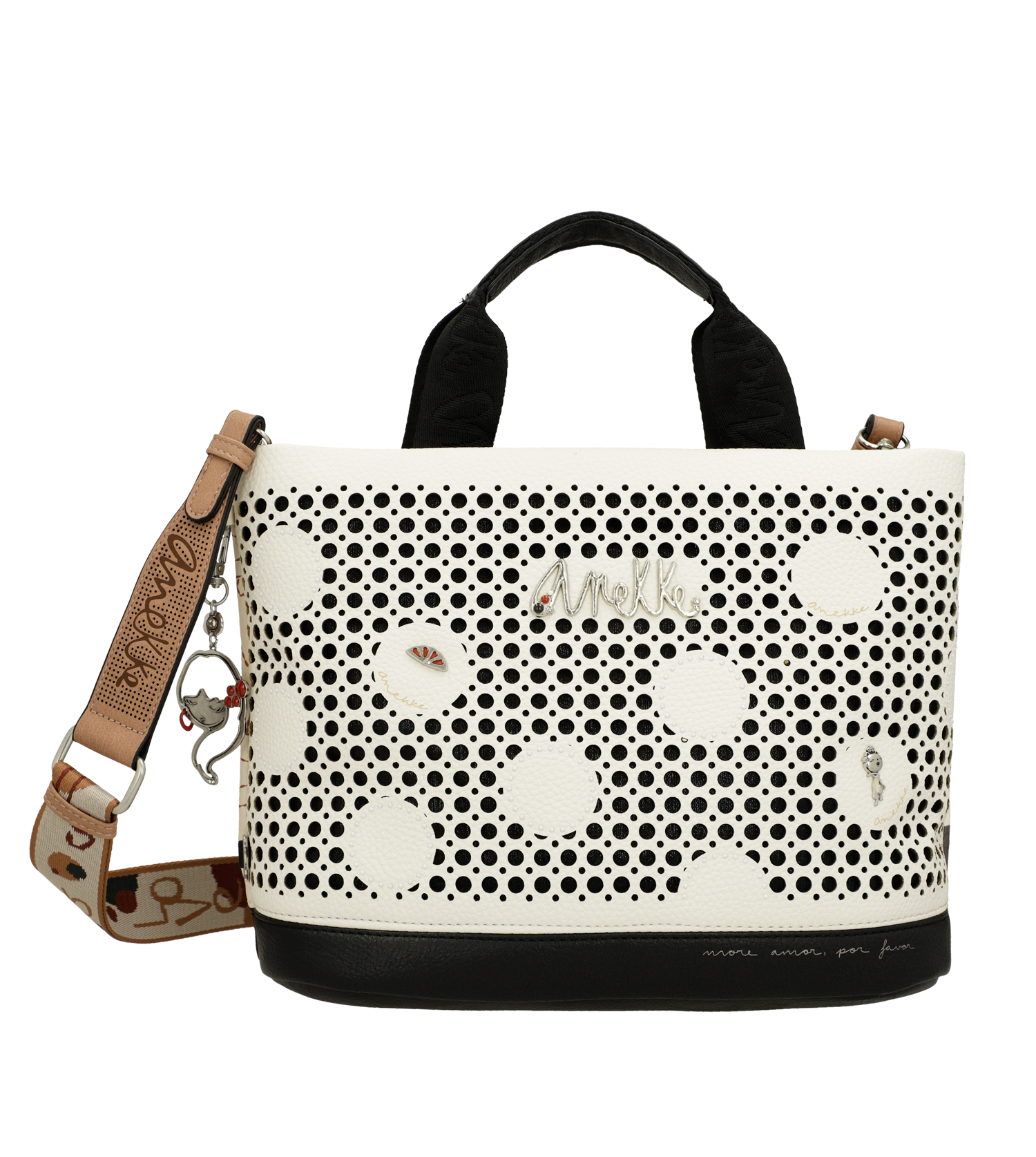 Borsa Anekke a mano con trafori e tracolla regolabile Bianco TU | Giò Fashion