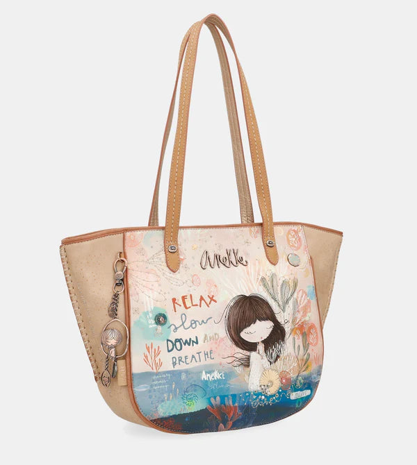 Borsa shopper Anekke Relax con stampa illustrata e doppi manici