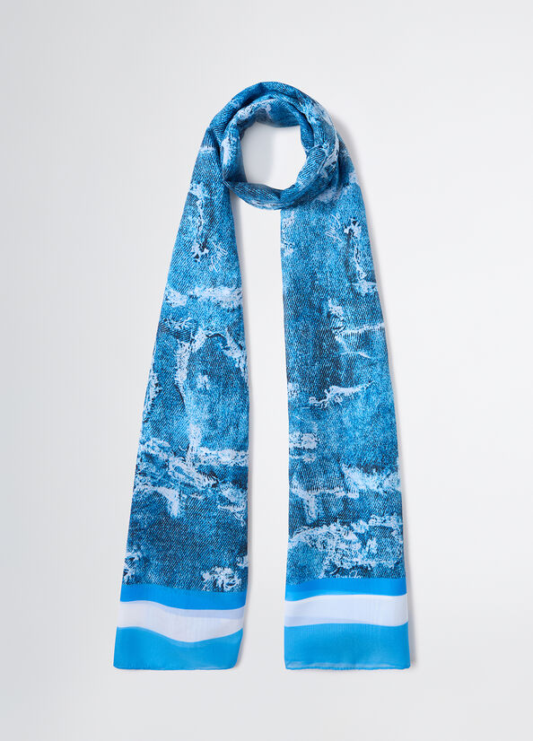 Sciarpa Liu Jo con stampa denim effetto astratto BLU TU | Giò Fashion