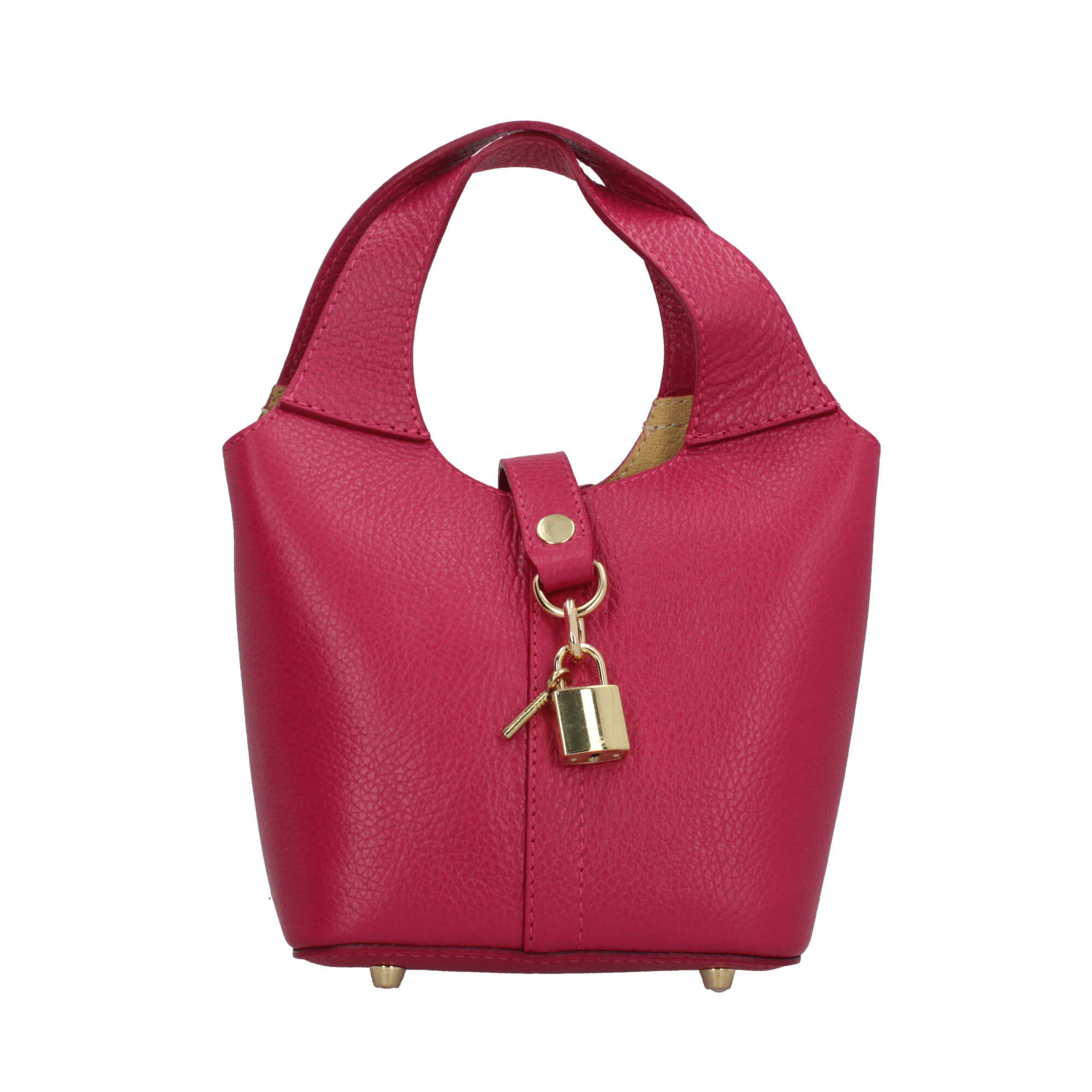 Borsa Made in Italy a mano in vera pelle con chiusura a lucchetto