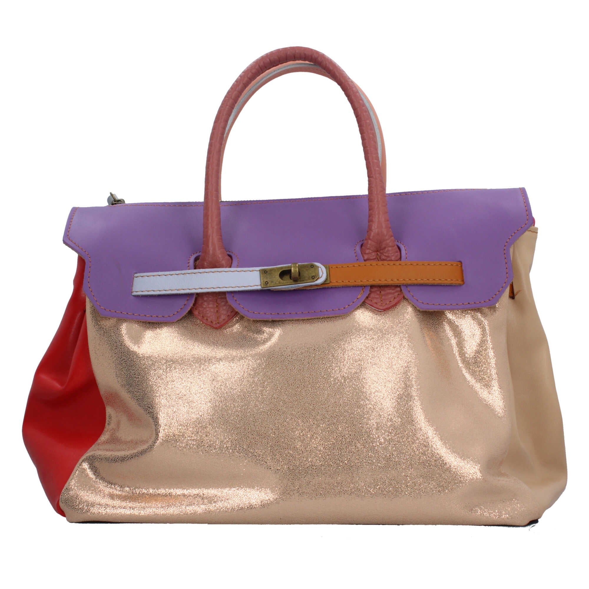 Borsa a mano elegante con design multicolore e chiusura twist