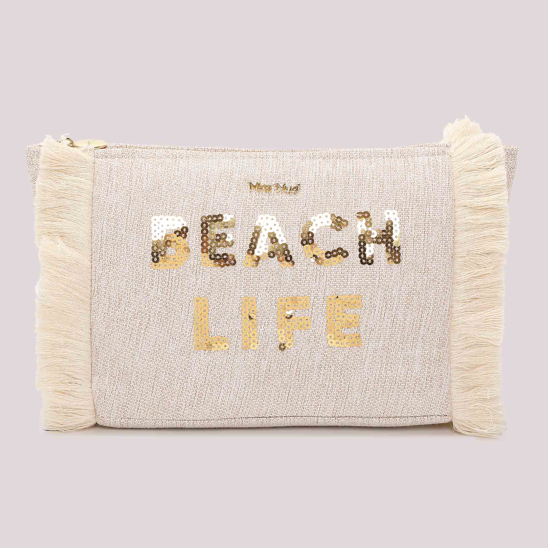 Mimi Mua pochette mare Beach Life con paillettes