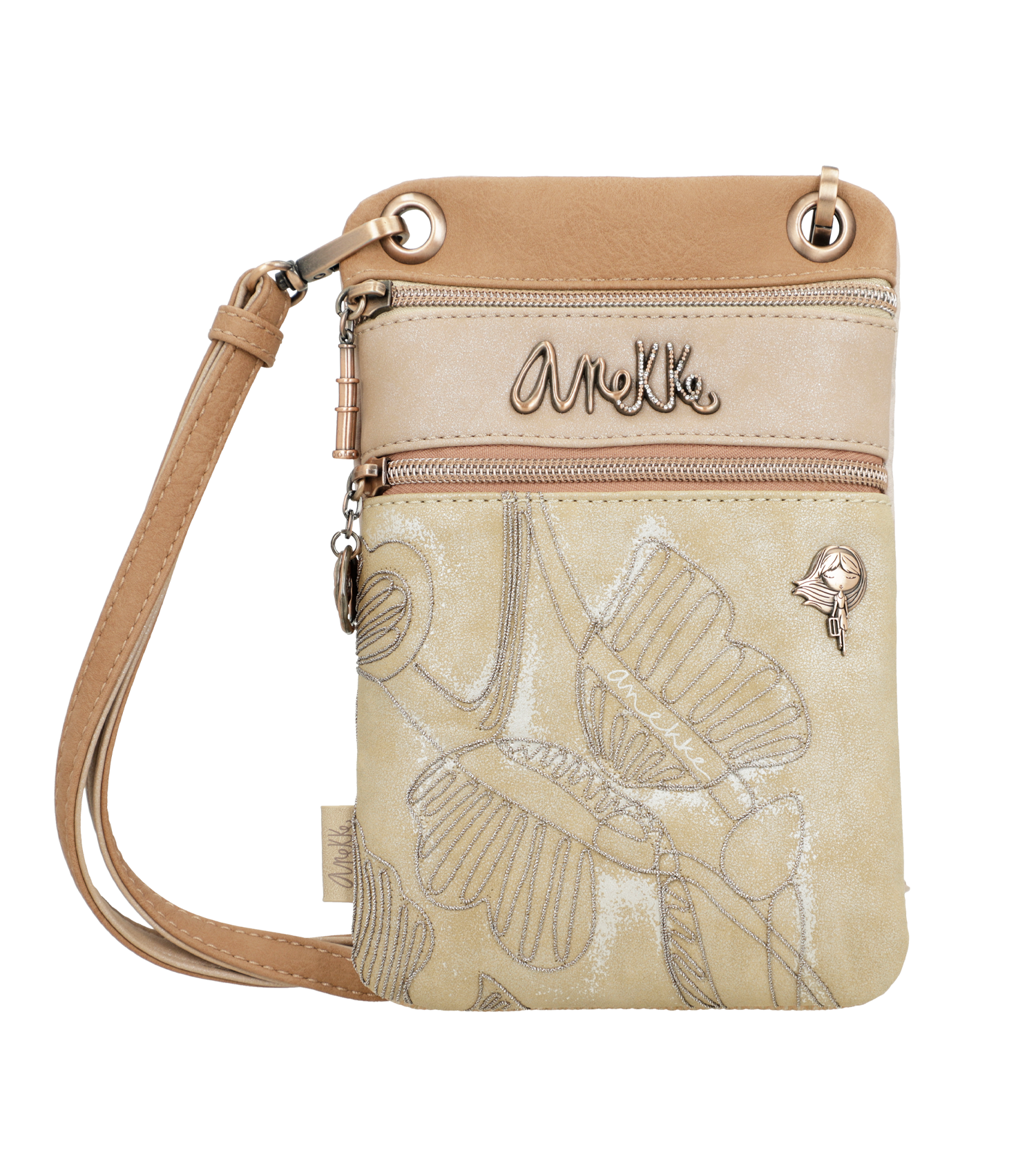 Borsa a tracolla Anekke compatta ed elegante con doppia zip Beige TU | Giò Fashion