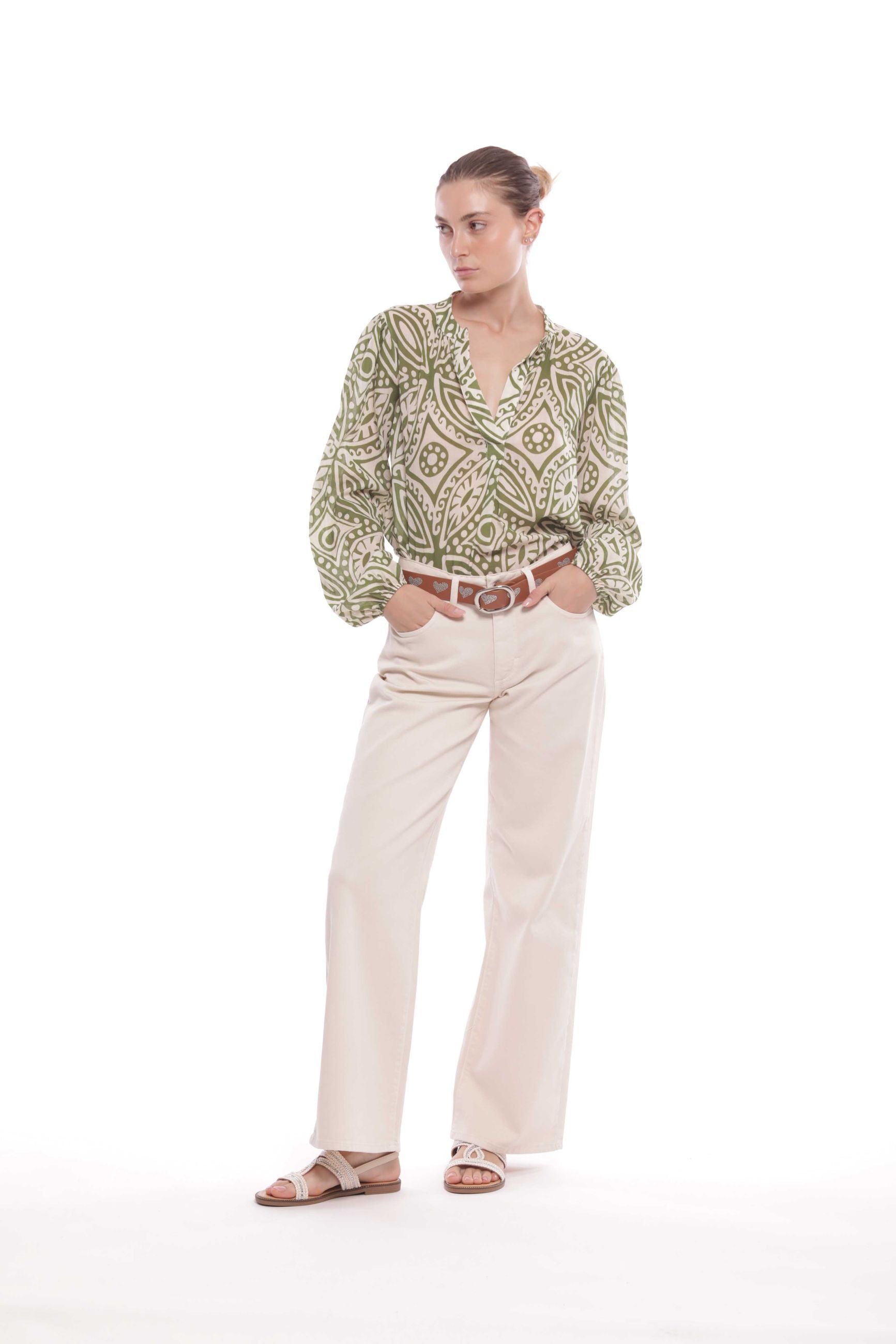 Mimi Mua pantalone a gamba larga a vita alta