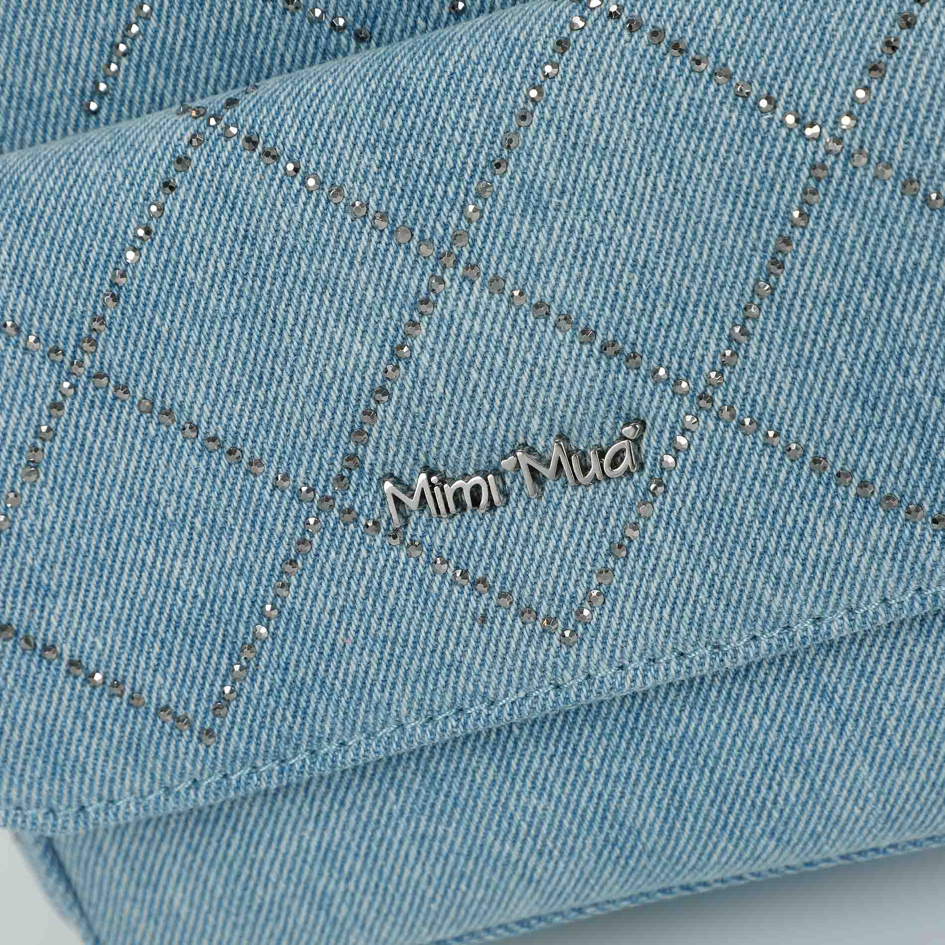 Mimi Mua zaino in jeans con strass
