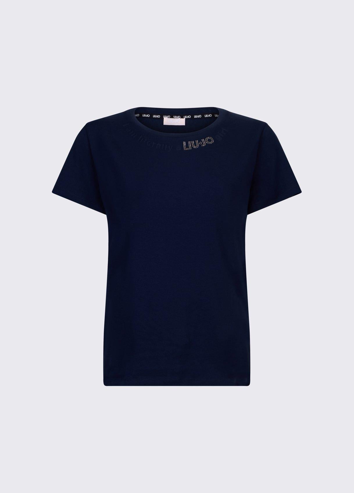 T shirt Liu Jo donna con logo luminoso sul collo Blu XL | Giò Fashion