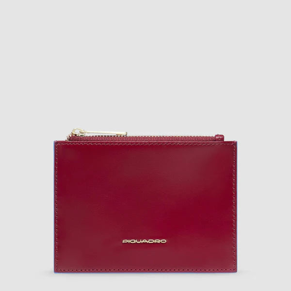 Portamonete Piquadro sottile in pelle con protezione RFID