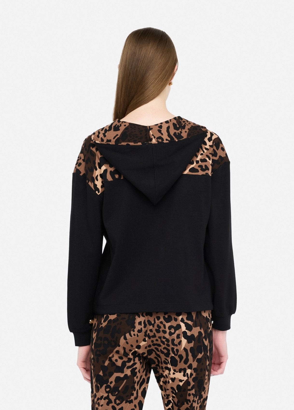 Liu Jo felpa con bottoni dorati e dettagli animalier Nero L | Giò Fashion