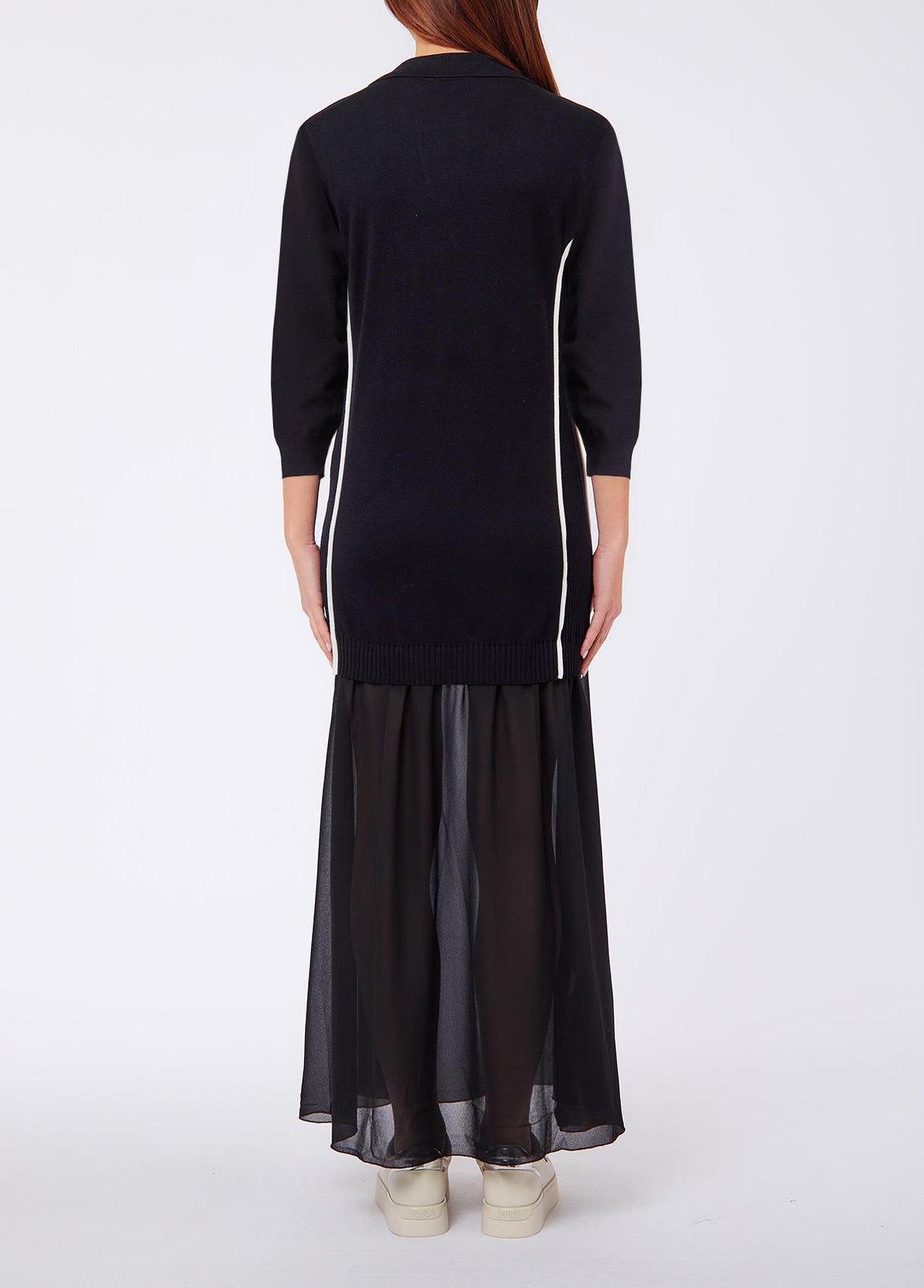 Liu Jo Abito Lungo Donna in Maglia con Inserto in Georgette