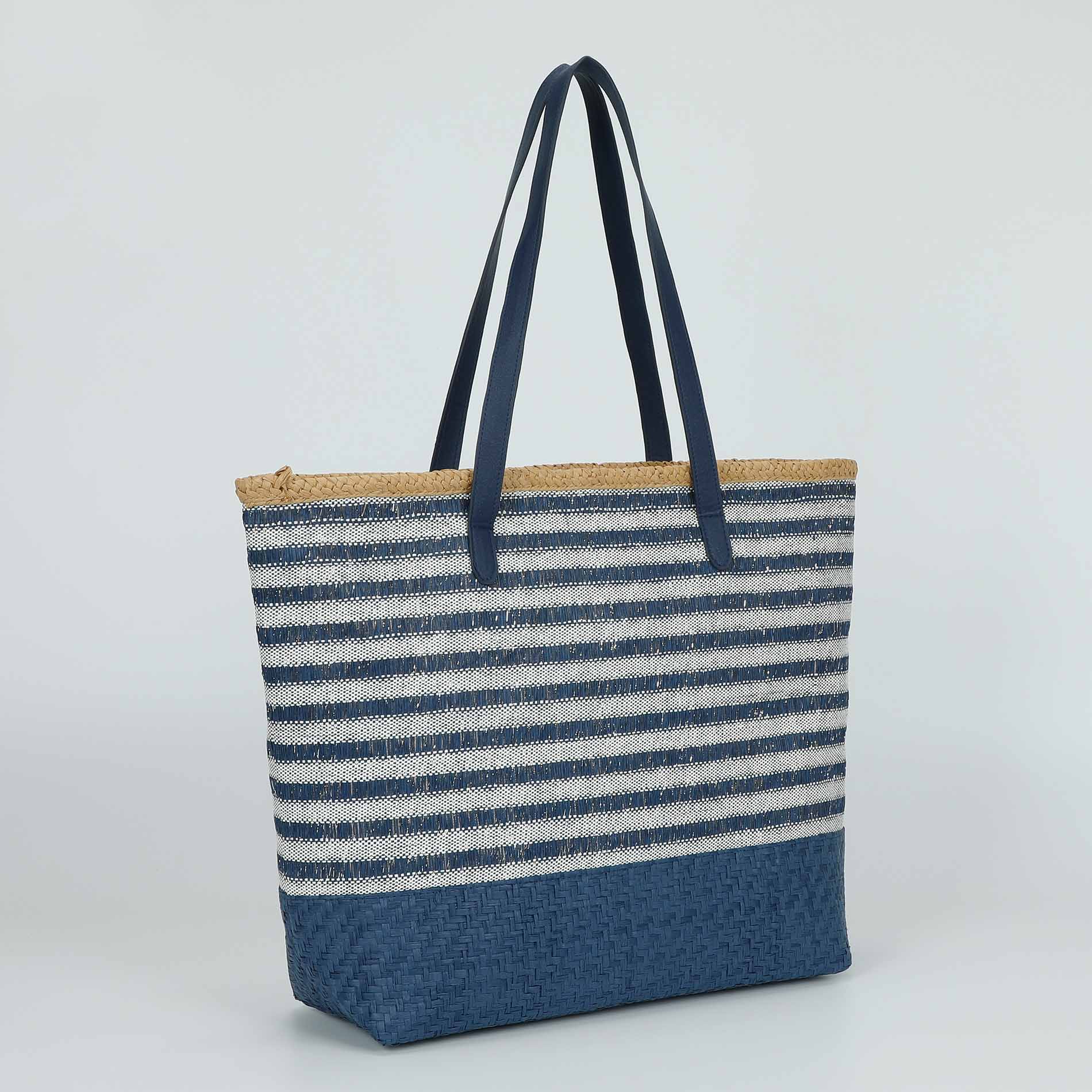 Borsa Mimi Mua in paglia intrecciata con manici lunghi