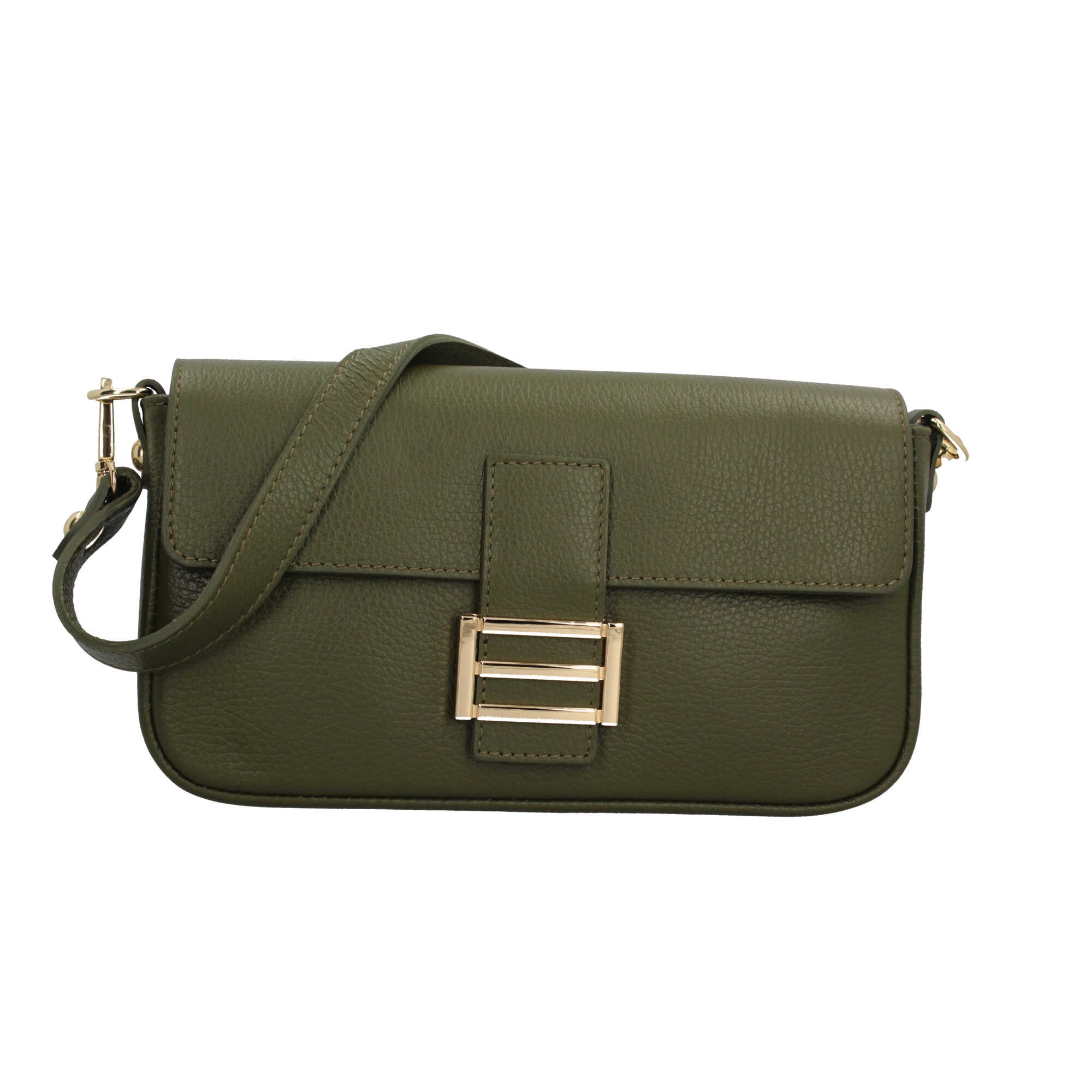 Borsa a tracolla in vera pelle martellata Made in Italy Verde TU | Giò Fashion
