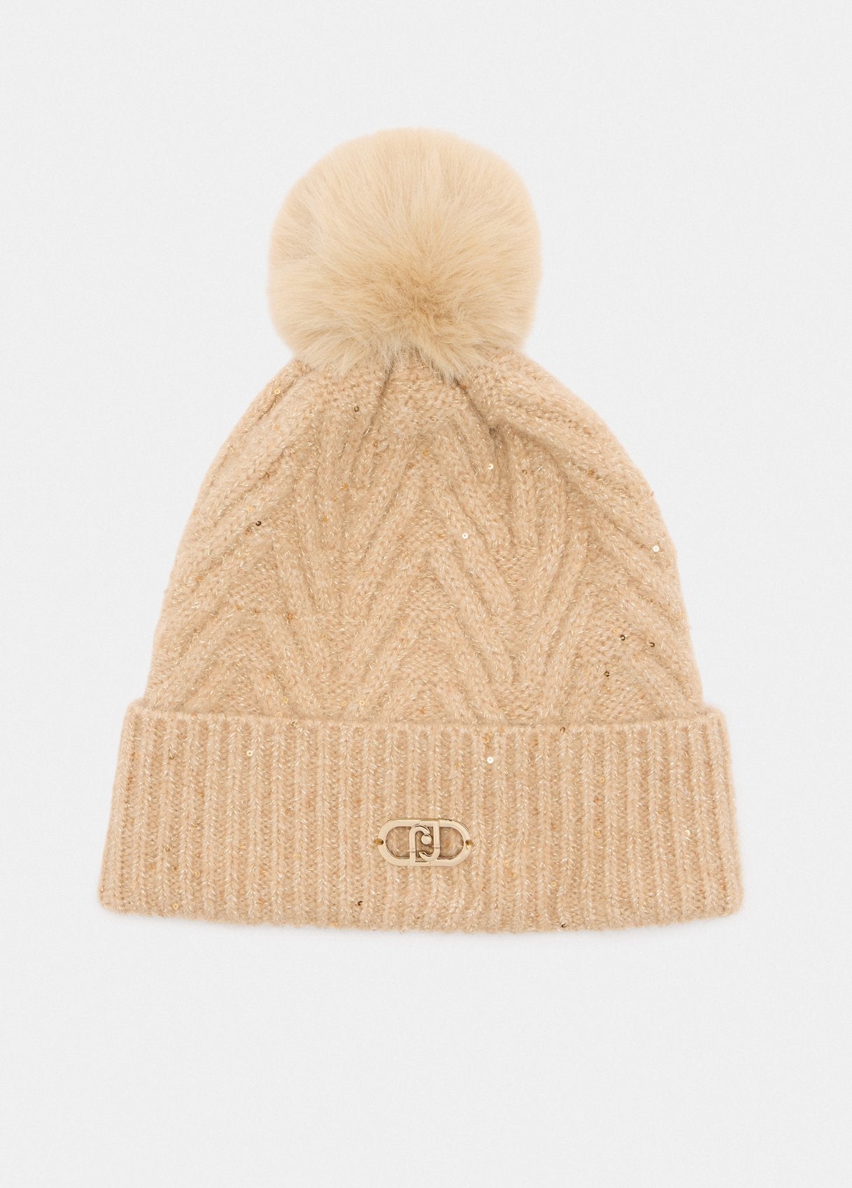 Cappello Liu Jo con pompon e dettagli luminosi Beige TU | Giò Fashion