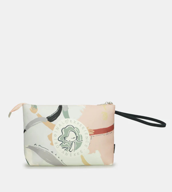 Pochette Anekke con stampa artistica e cinturino da polso