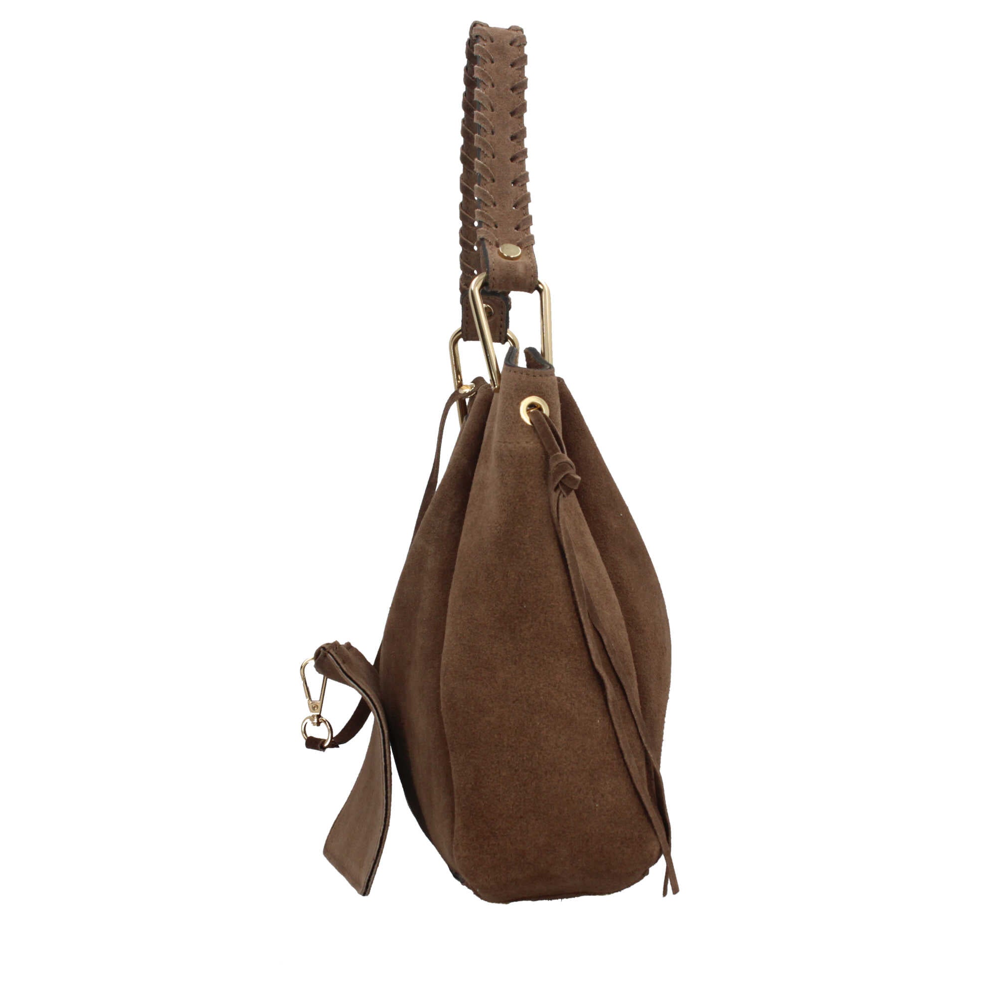 Borsa Made in Italy a spalla in vera pelle con manico intrecciato