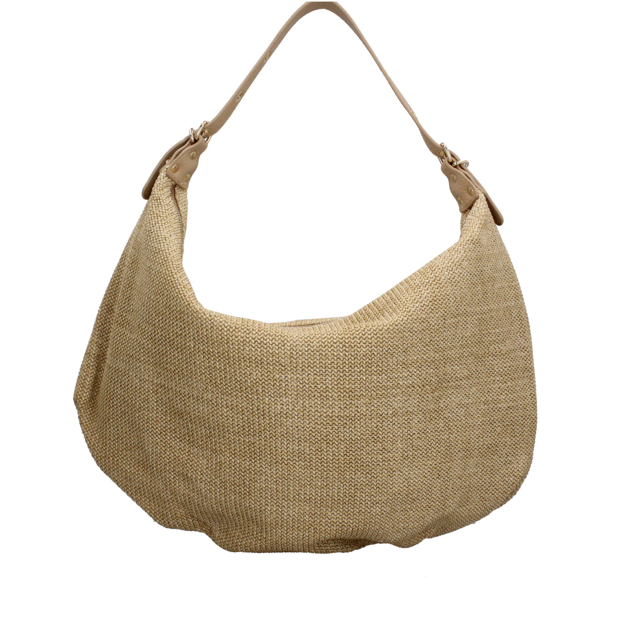 Borsa donna YNot in rafia con manico a spalla e zip
